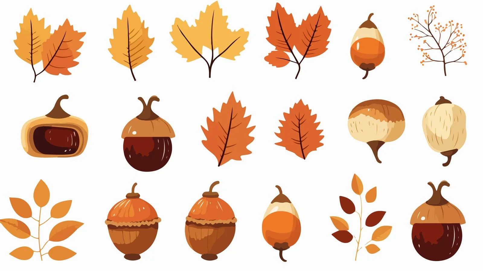 Autumn Acorn Thanksgiving Decor Elements Stock — free download from Dotvec