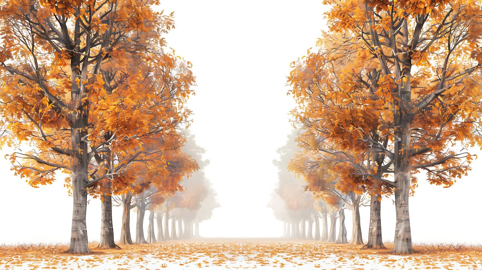 Serene Autumn Morning in Isolated Trees Avenue — free download from Dotvec