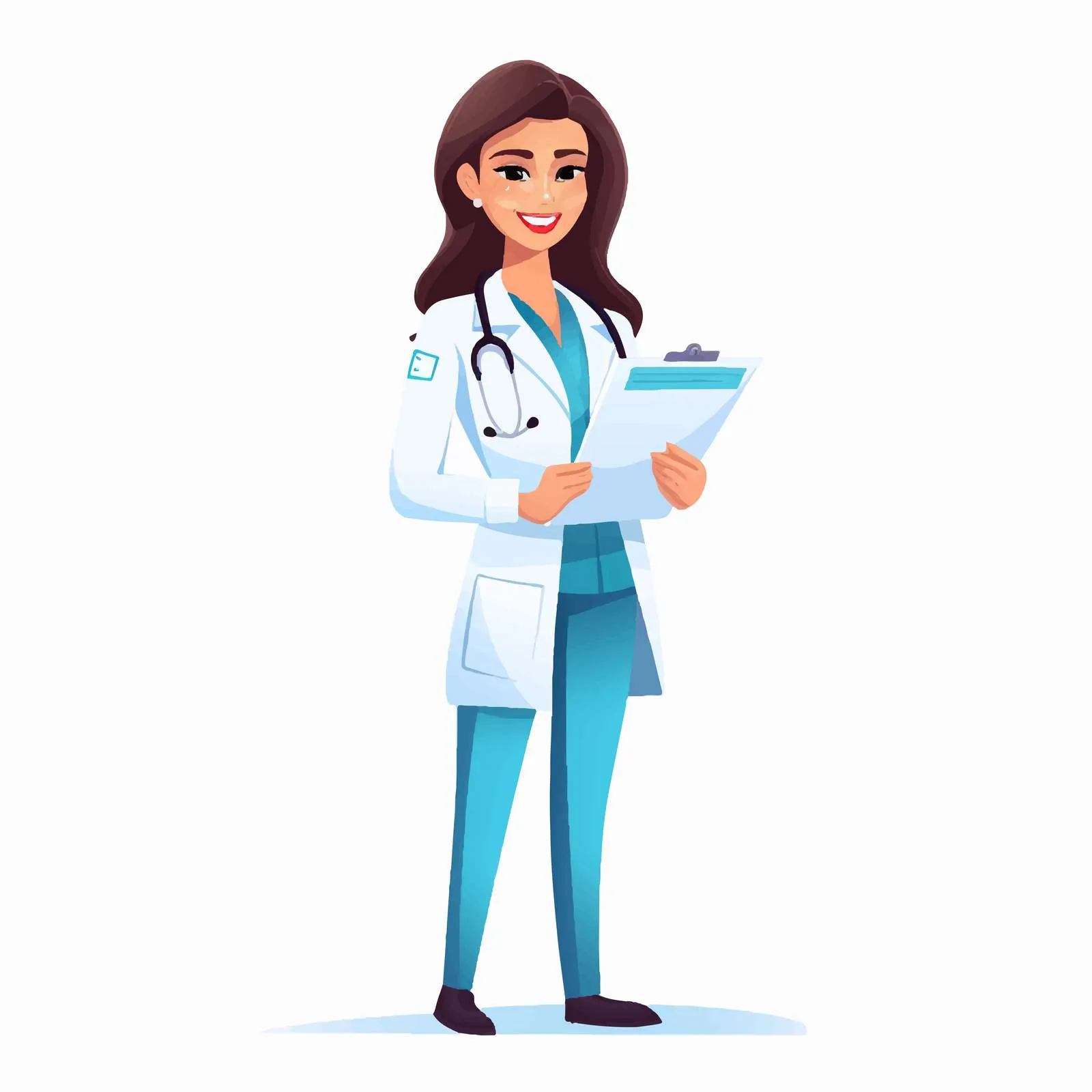 Smiling Doctor in Medical Scrubs Vector Illustration – free nurse illustration image from Dotvec