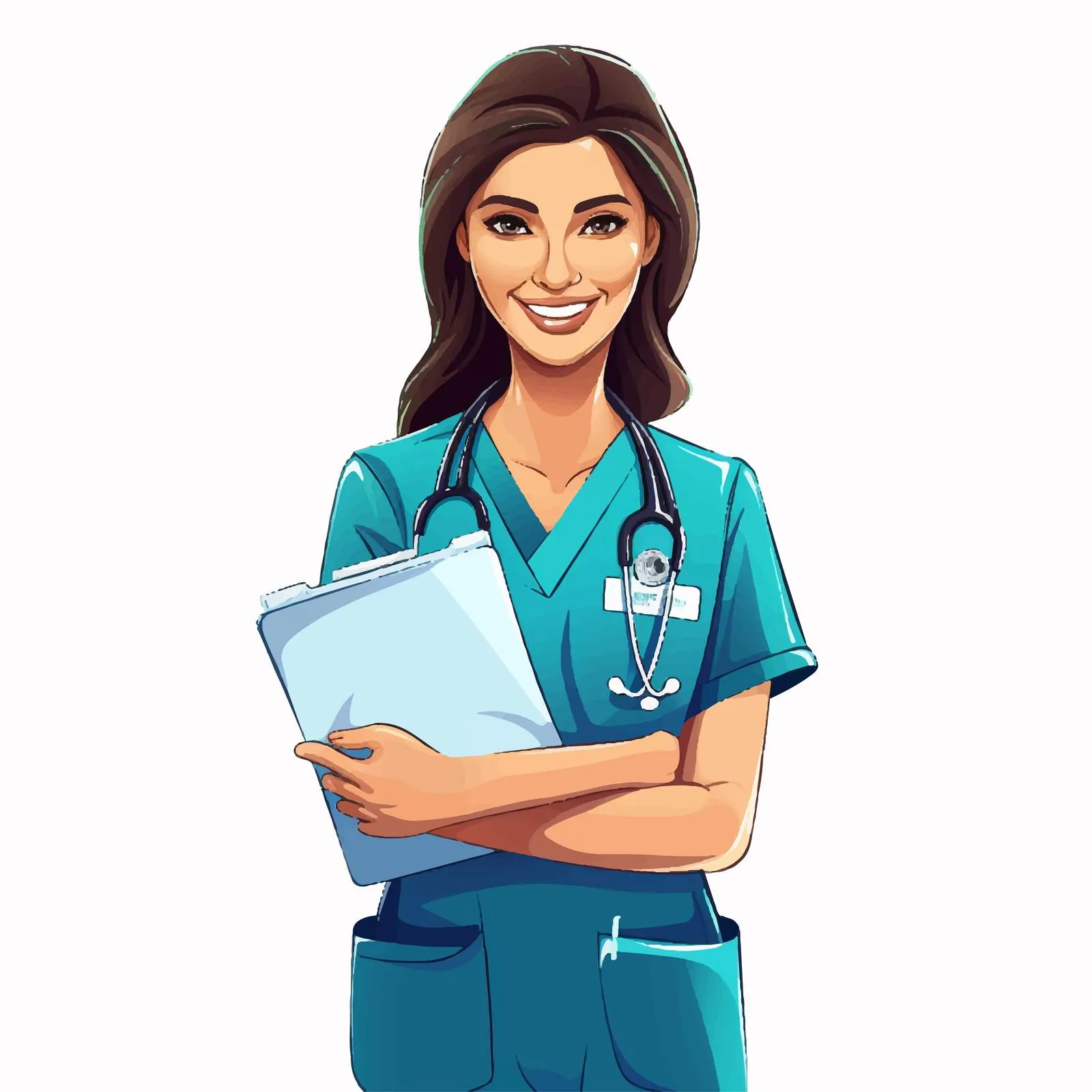 Smiling Doctor in Medical Scrubs Vector — free download from Dotvec