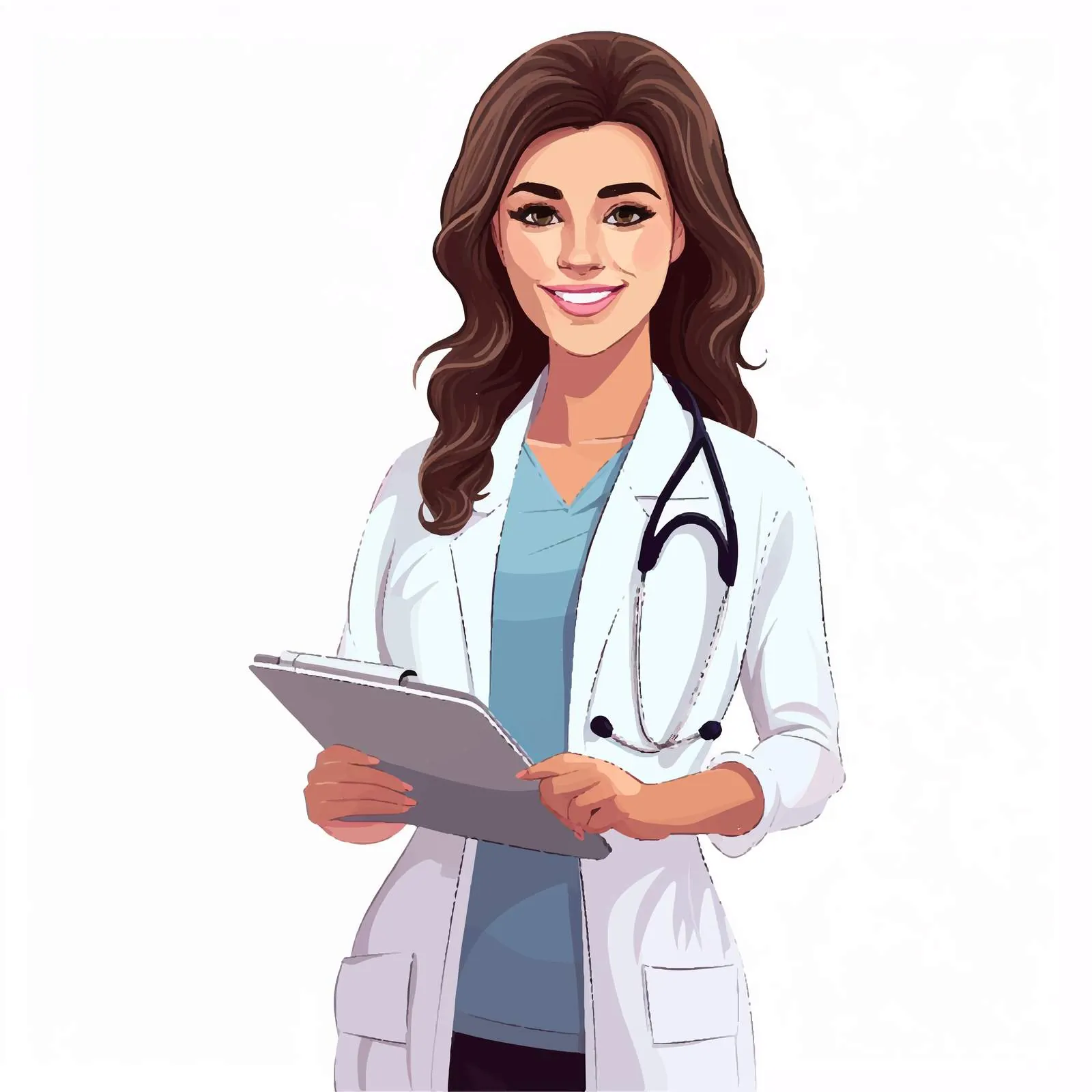 Smiling Doctor in Medical Scrubs Vector Image — free download from Dotvec