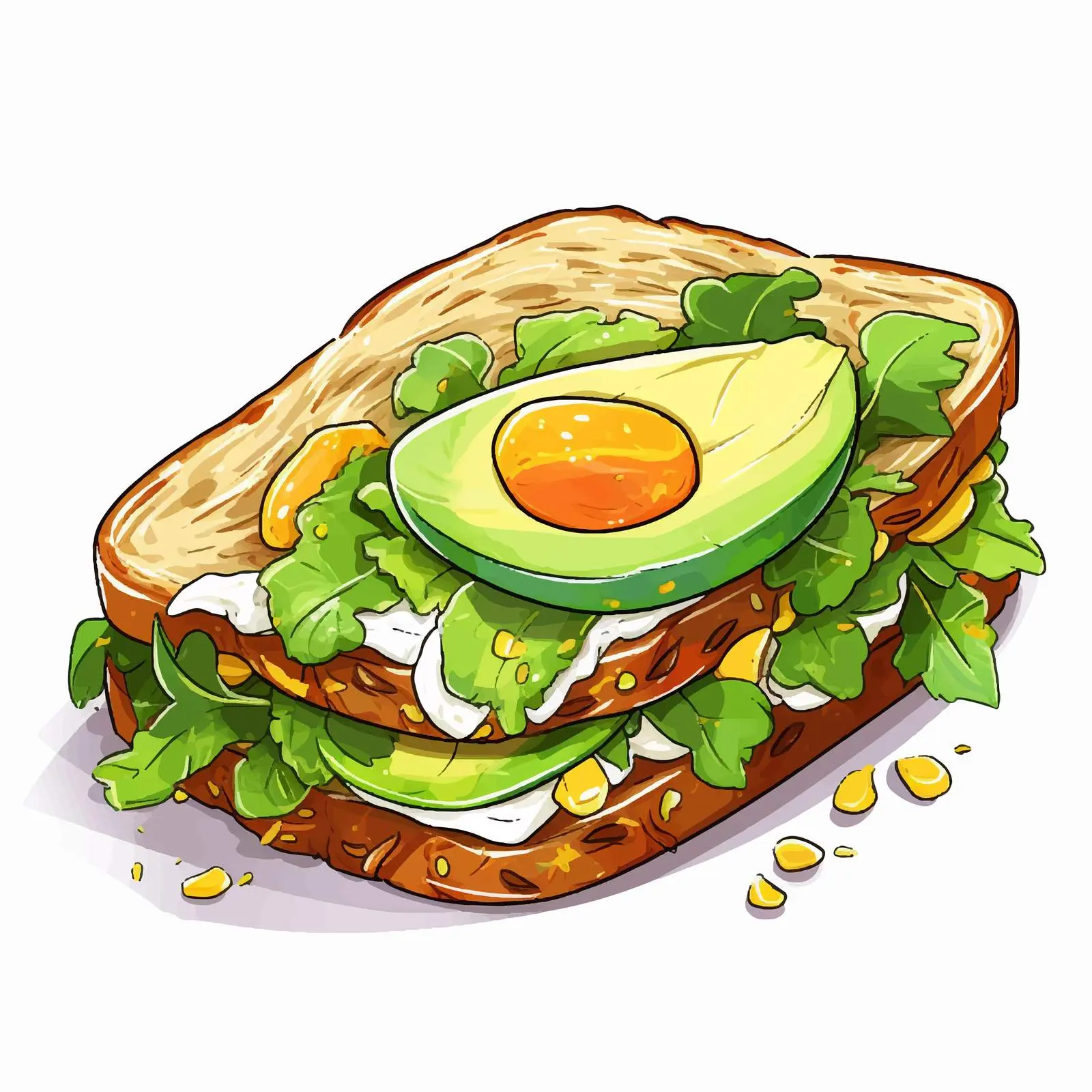 Avocado and Egg Sandwich with Herbs – free creamy image from Dotvec