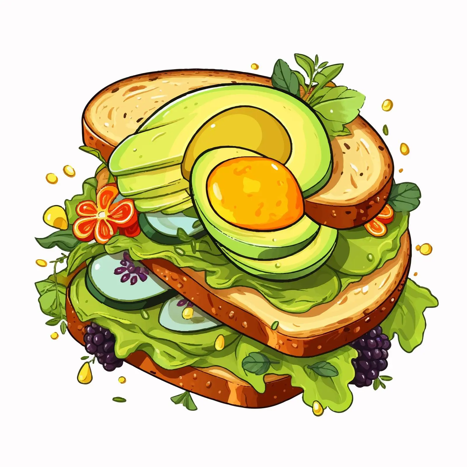 Avocado Egg Sandwich with Herbs for Breakfast – free seasoning image from Dotvec