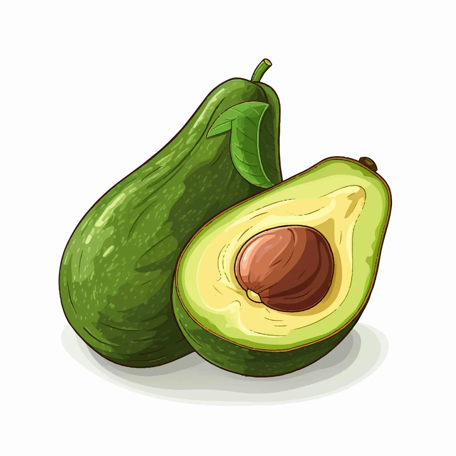 Cartoon Avocado Line Vector Illustration — free download from Dotvec