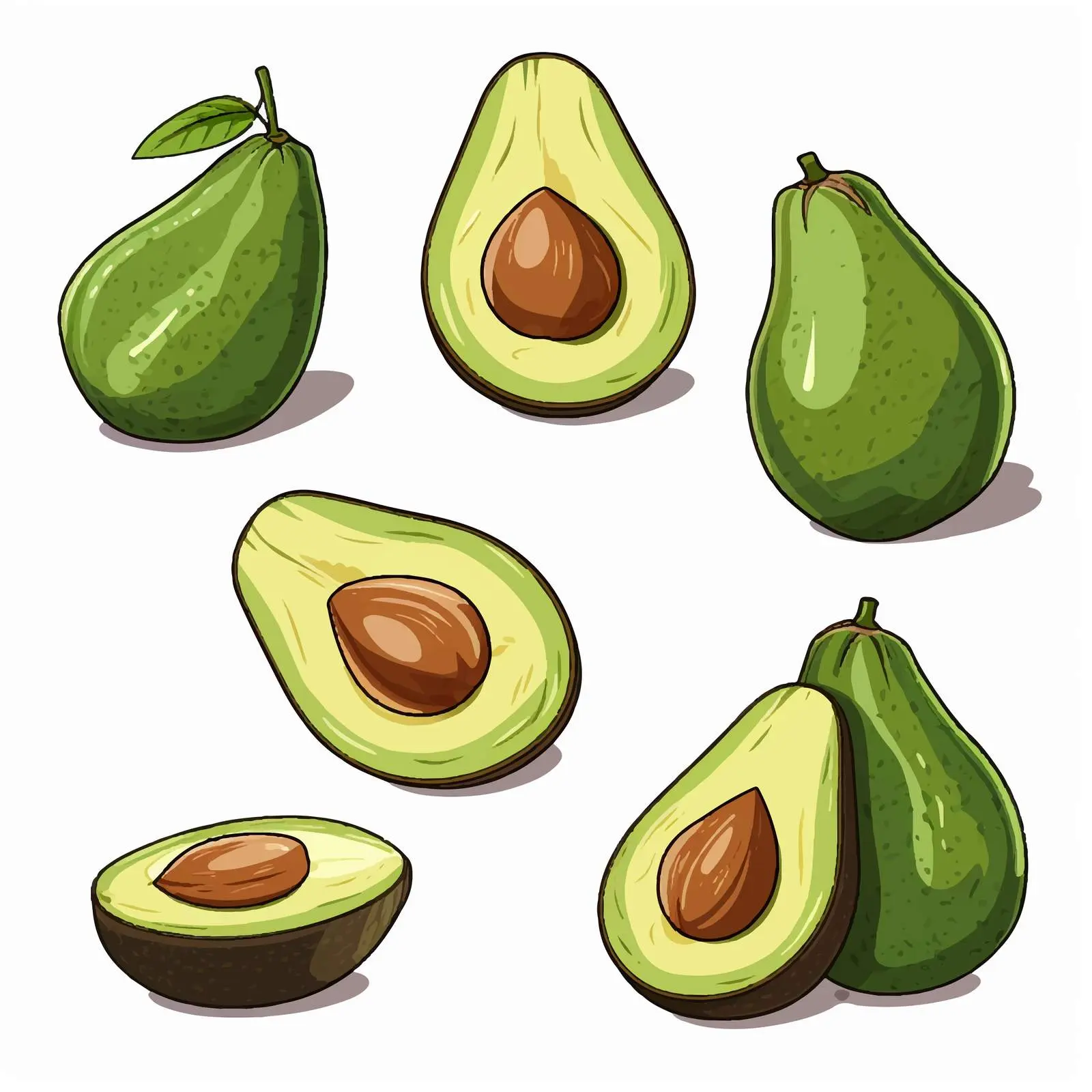 Cartoon Avocado Line Vector Illustration — free download from Dotvec