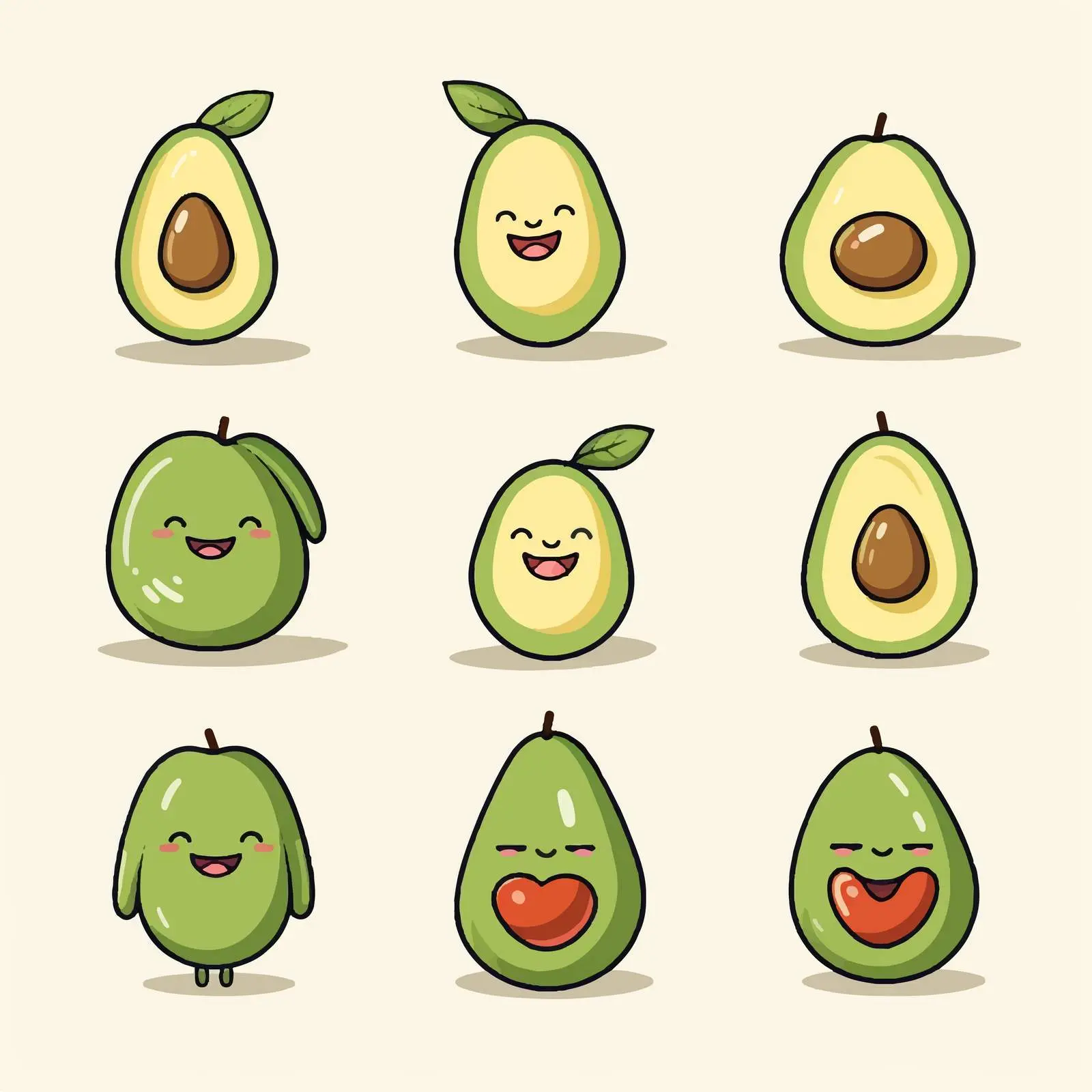 Cartoon Avocado Line Vector Illustration — free download from Dotvec