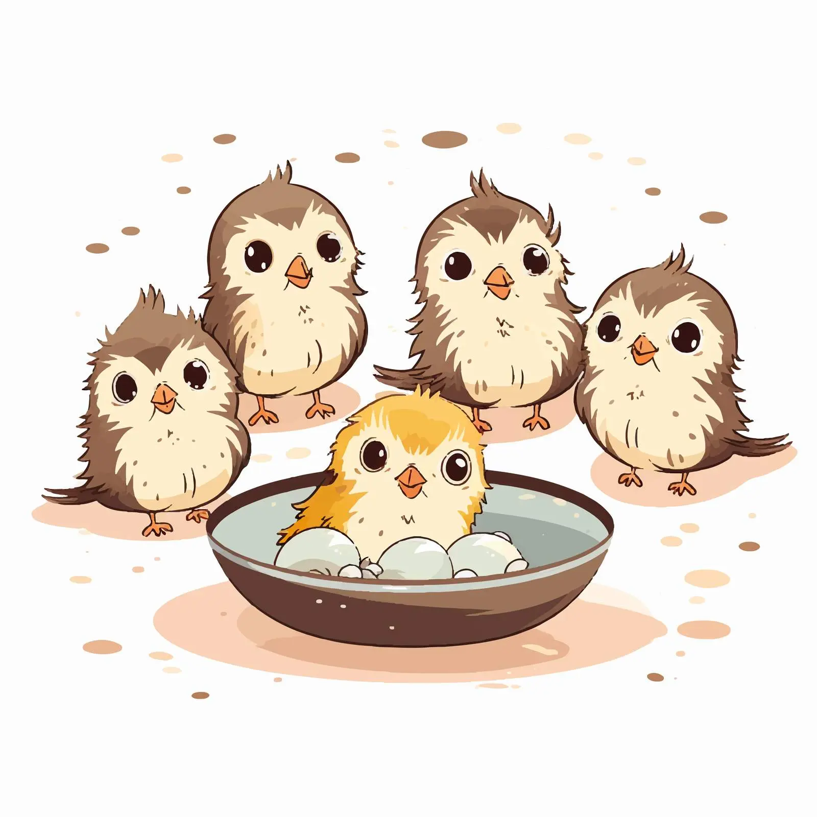 Line Art of Baby Birds Feeding — free download from Dotvec
