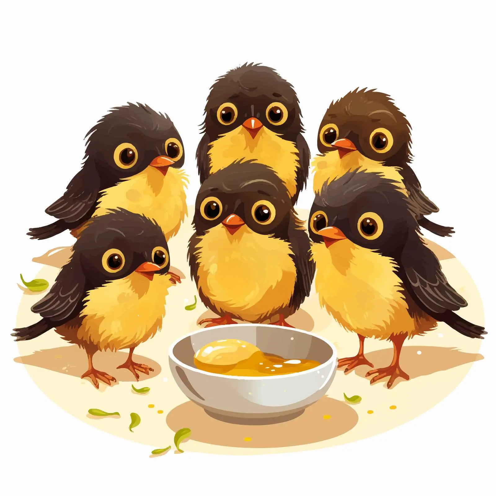Baby Birds Feeding Vector Illustration on White Background – free vector lines image from Dotvec