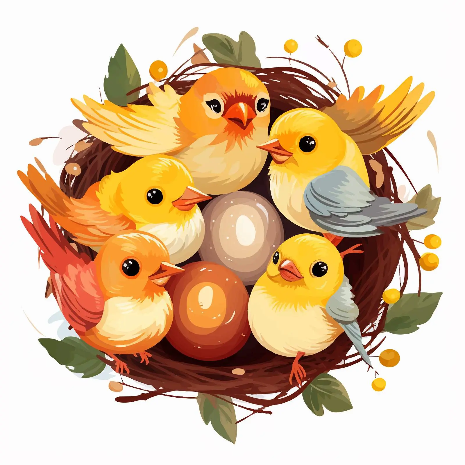 Cute Baby Birds Feeding Vector Illustration — free download from Dotvec