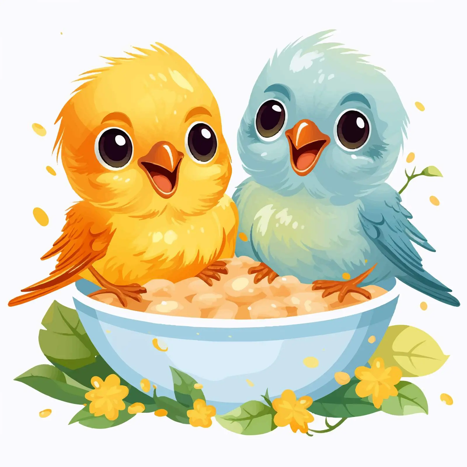 Baby Birds Feeding Vector Illustration — free download from Dotvec