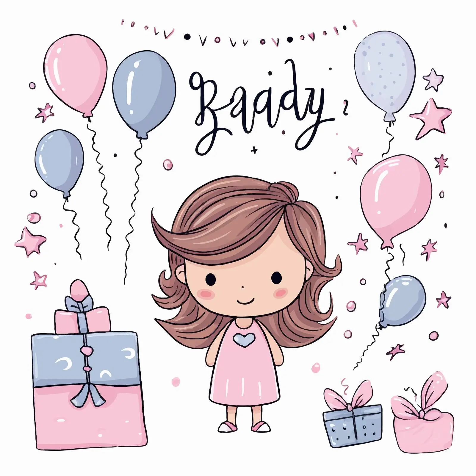Doodle Style Baby Birthday Card Design — free download from Dotvec