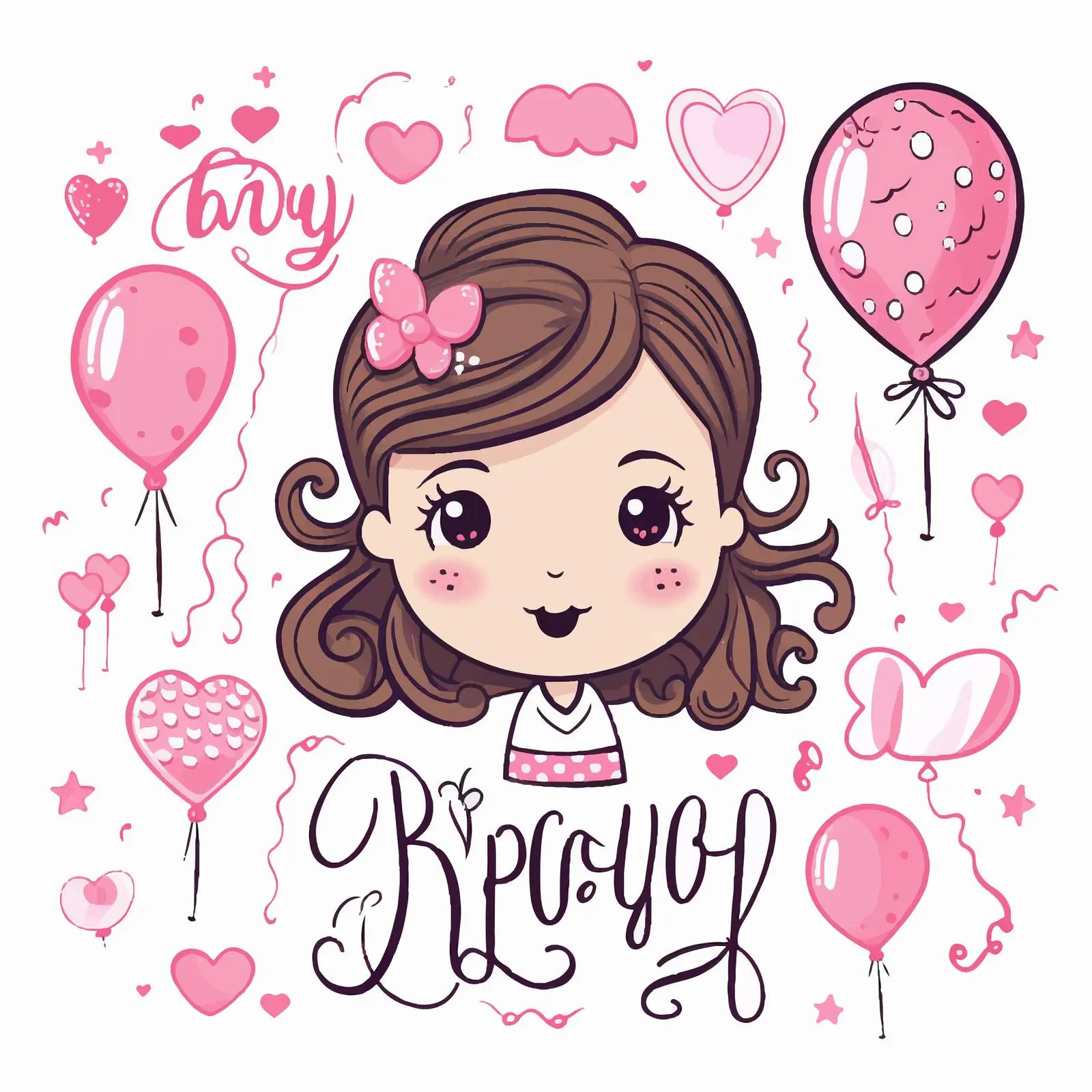 Baby Birthday Card with Doodle Decorations — free download from Dotvec