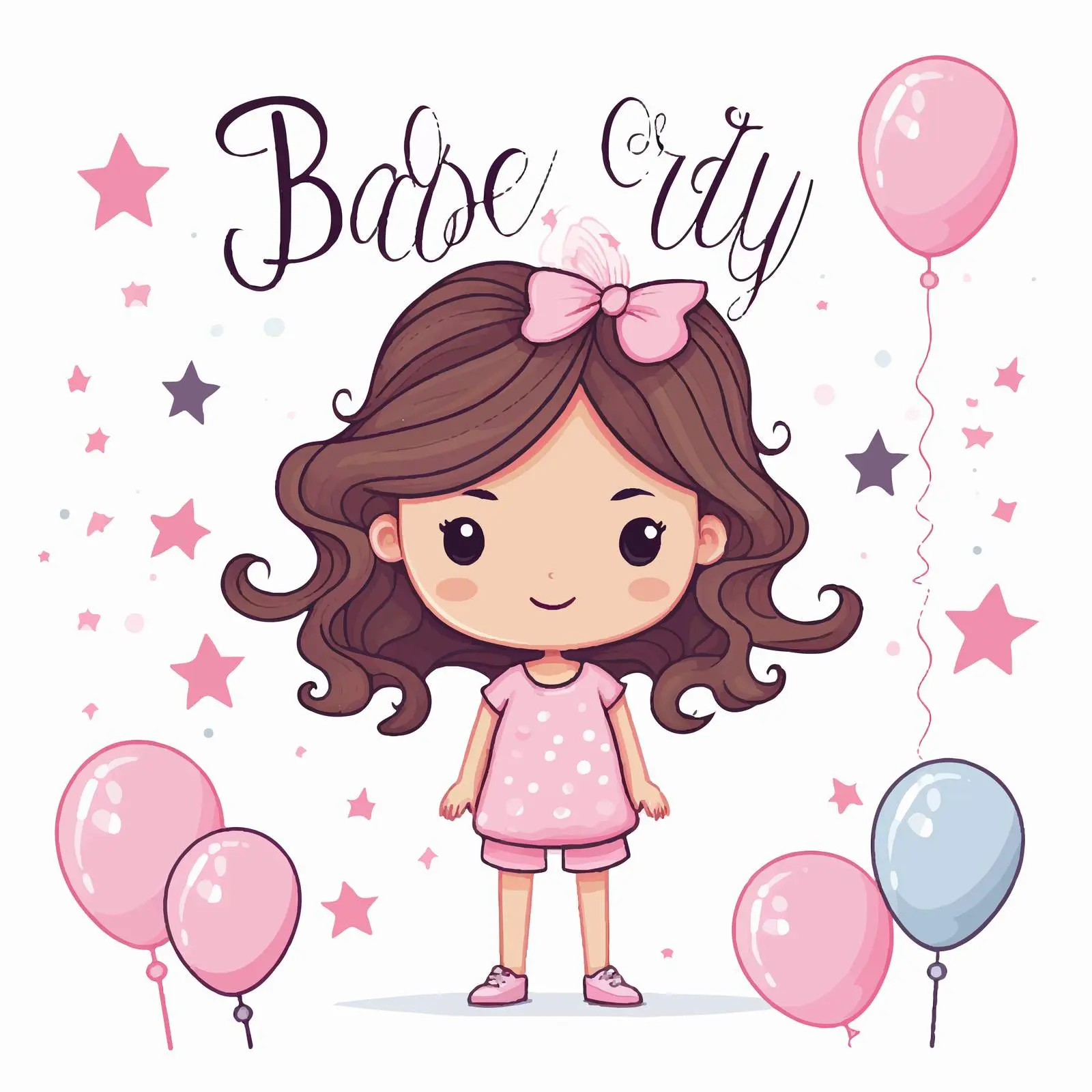 Doodle Style Baby Birthday Card Design — free download from Dotvec