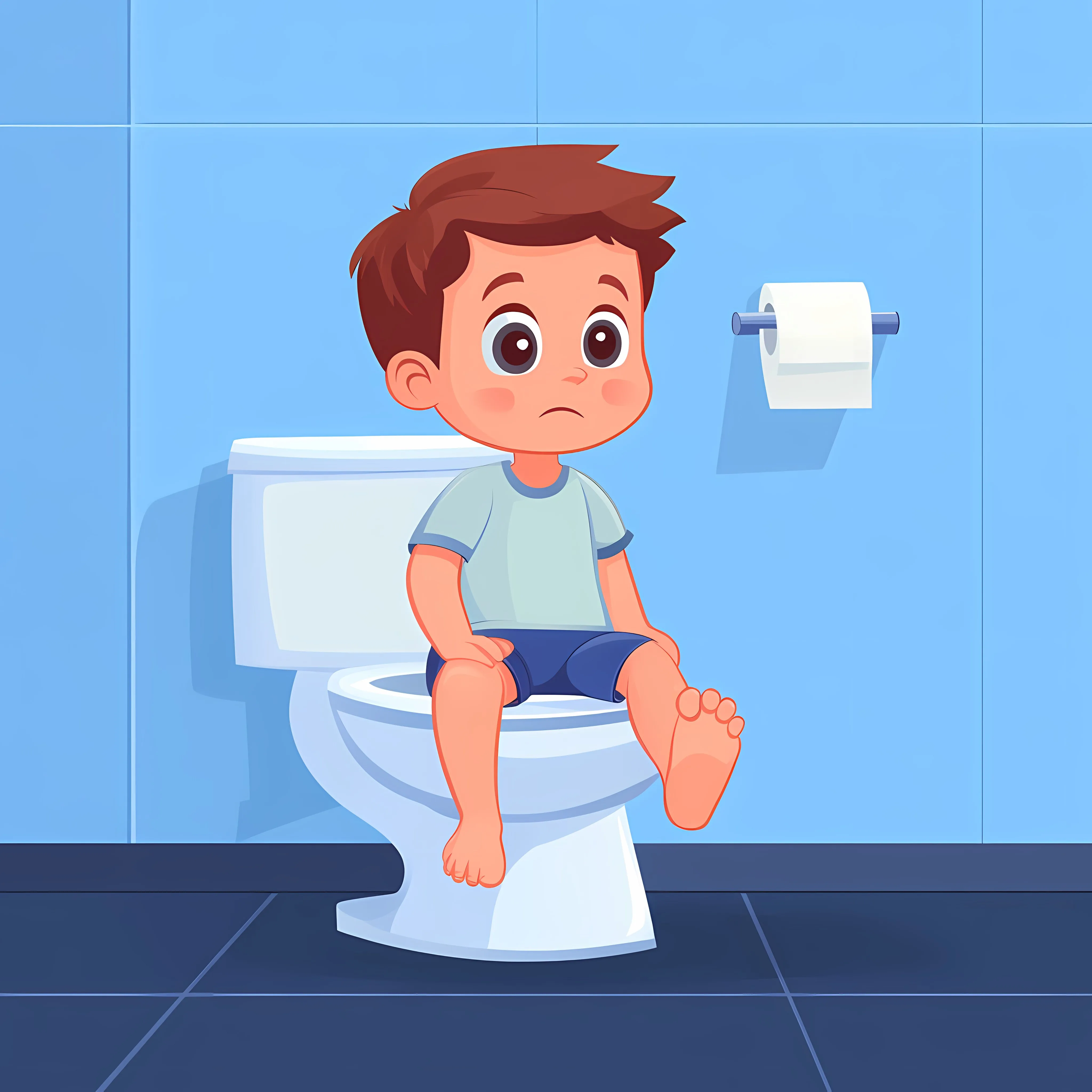 Baby Boy on Toilet in Unhealthy Posture — free download from Dotvec