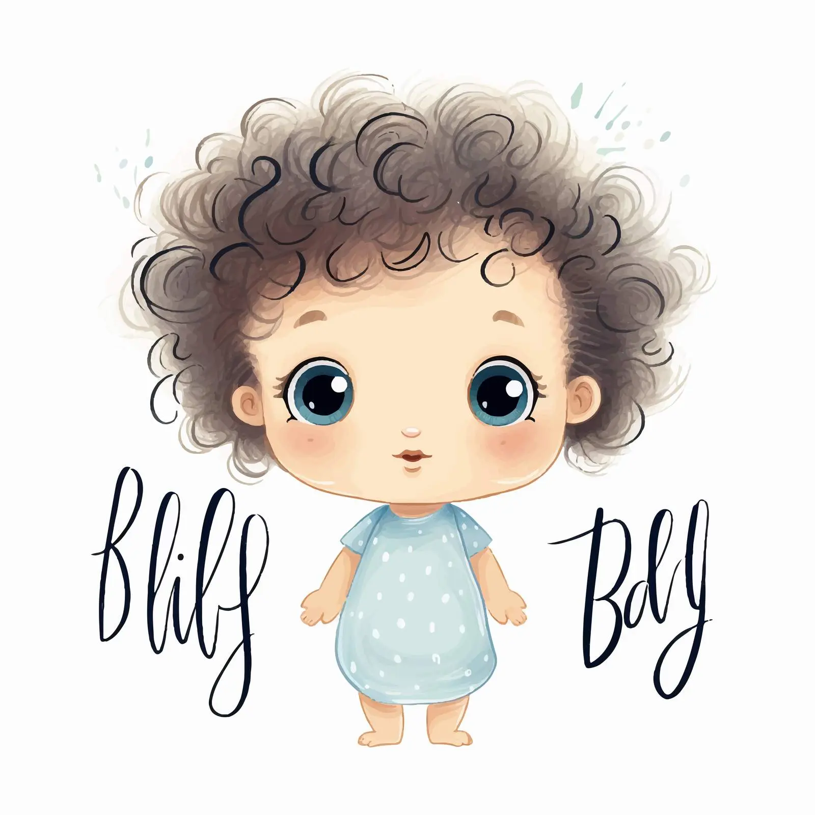 Cute Baby Greeting Card with Hand Lettering — free download from Dotvec