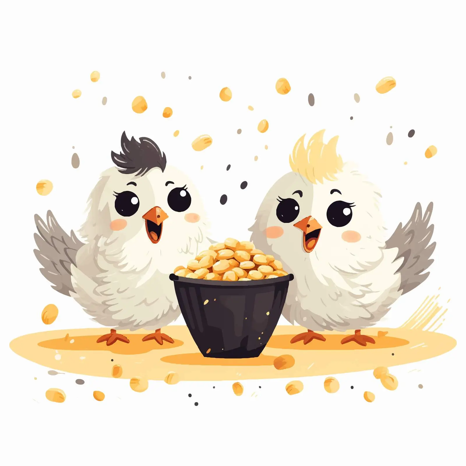 Adorable Baby Chicks Eating Seeds and Grains – free seeds image from Dotvec