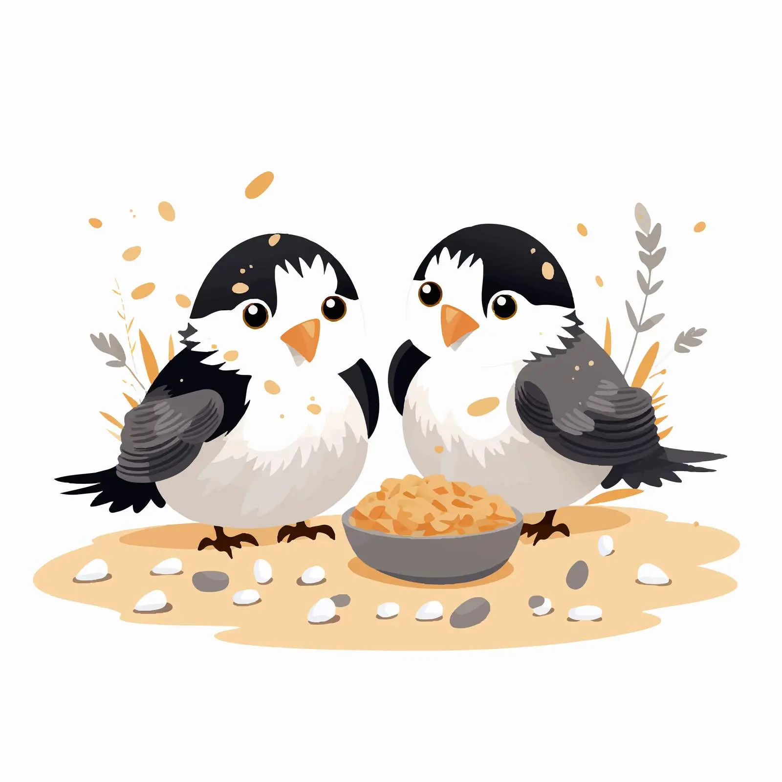 Cute Baby Chicks Eating Seeds and Grains — free download from Dotvec