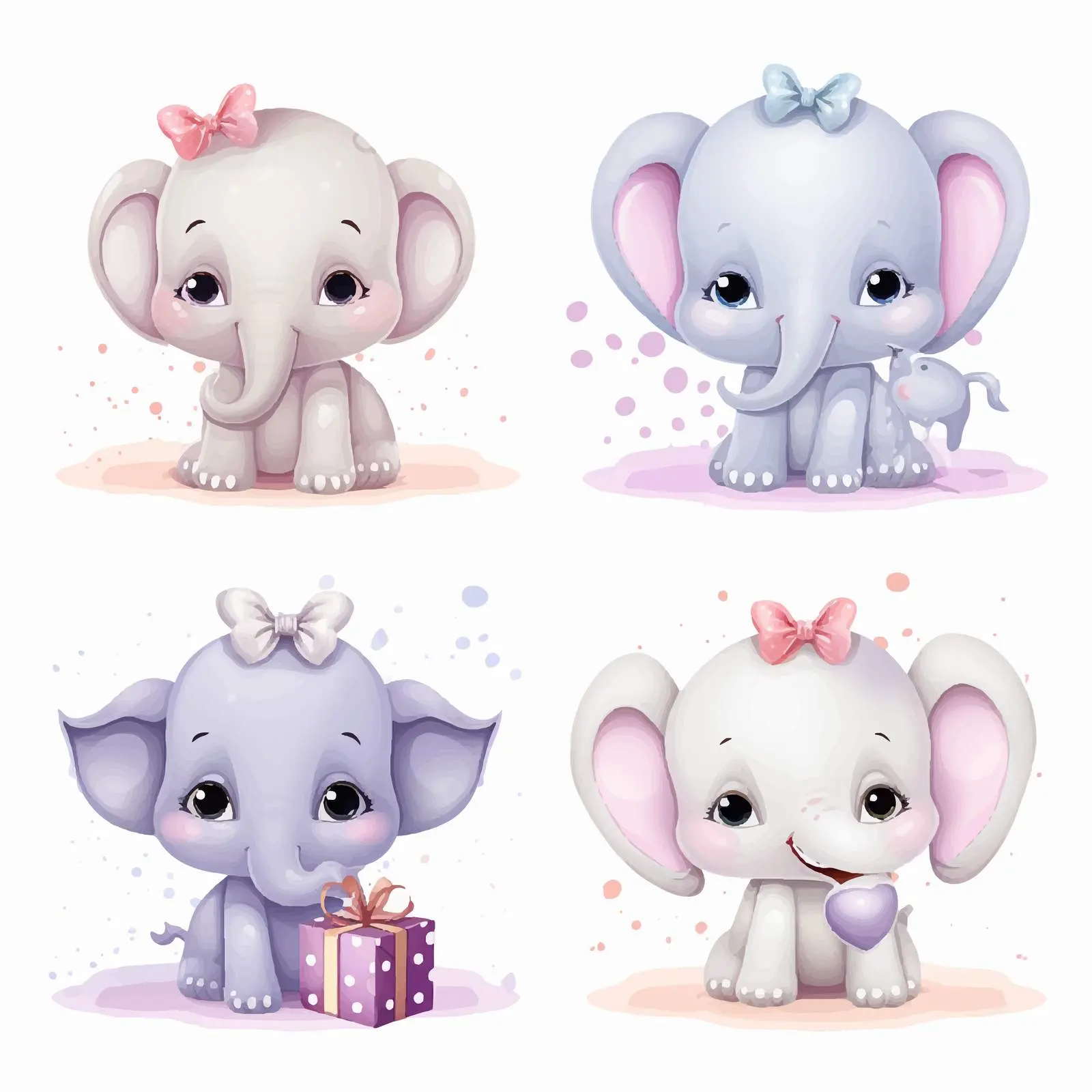 Cute Baby Elephant Happy Birthday Card Templates — free download from Dotvec