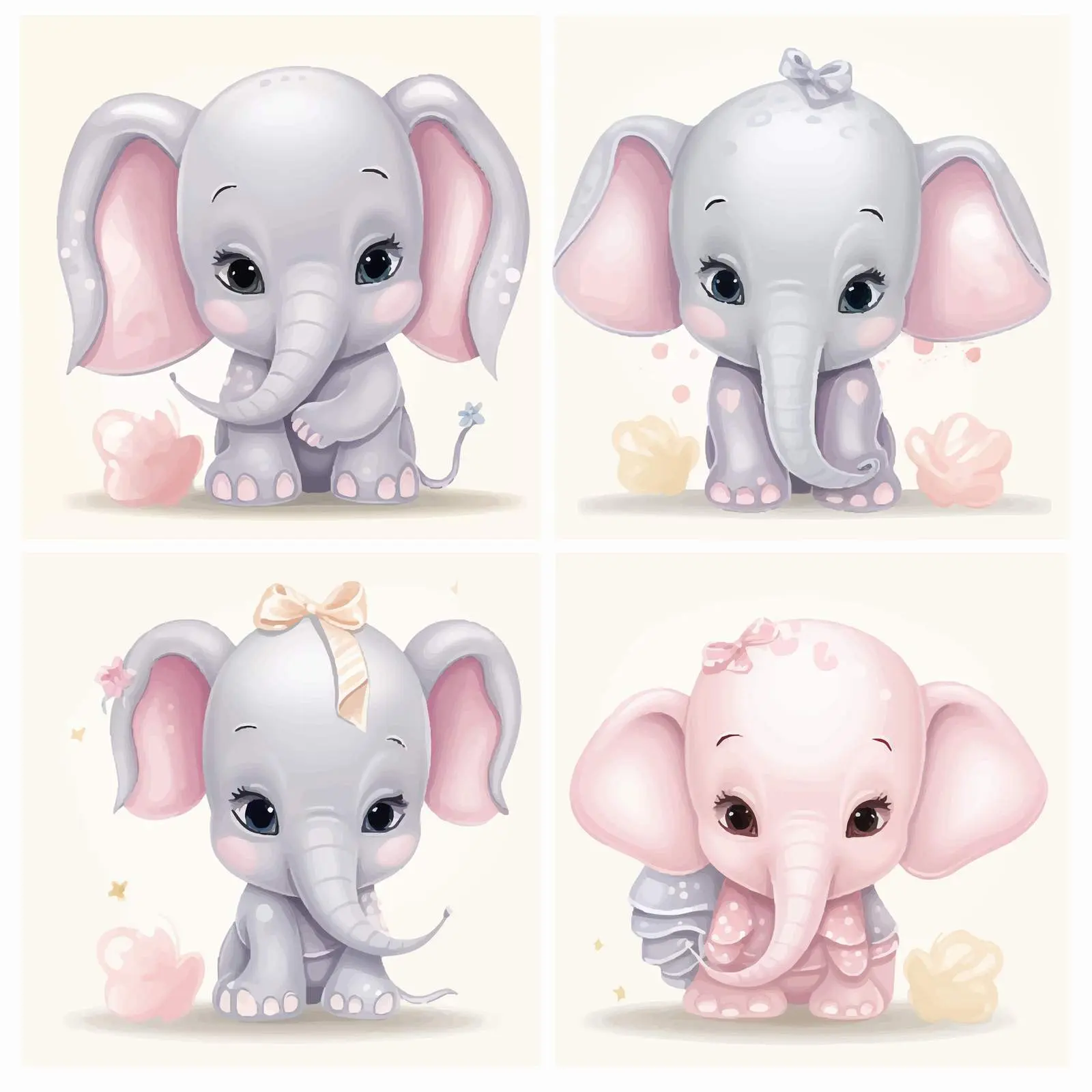 Happy Birthday Baby Elephant Card Templates Set — free download from Dotvec