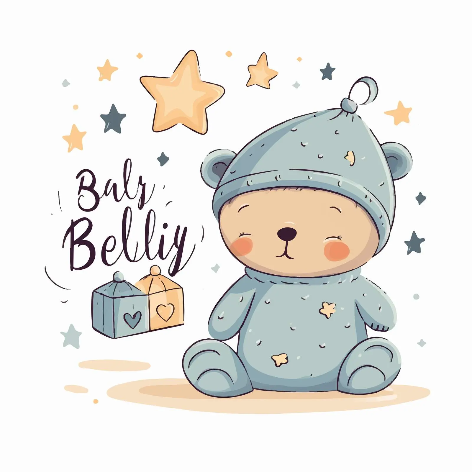 Doodle Style Baby Asleep Card with Toy — free download from Dotvec