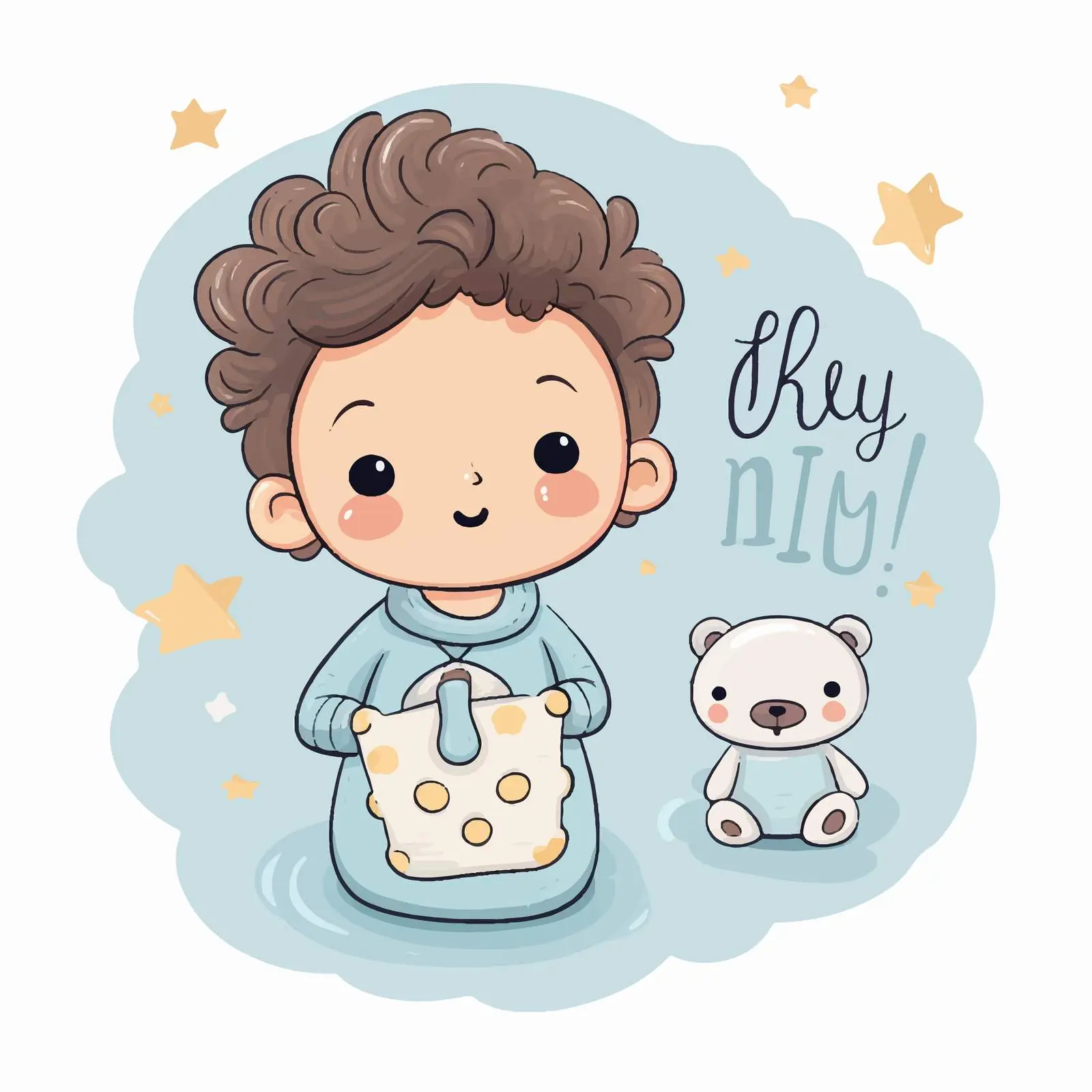 Newborn Sleeping with Toy Doodle Vector — free download from Dotvec