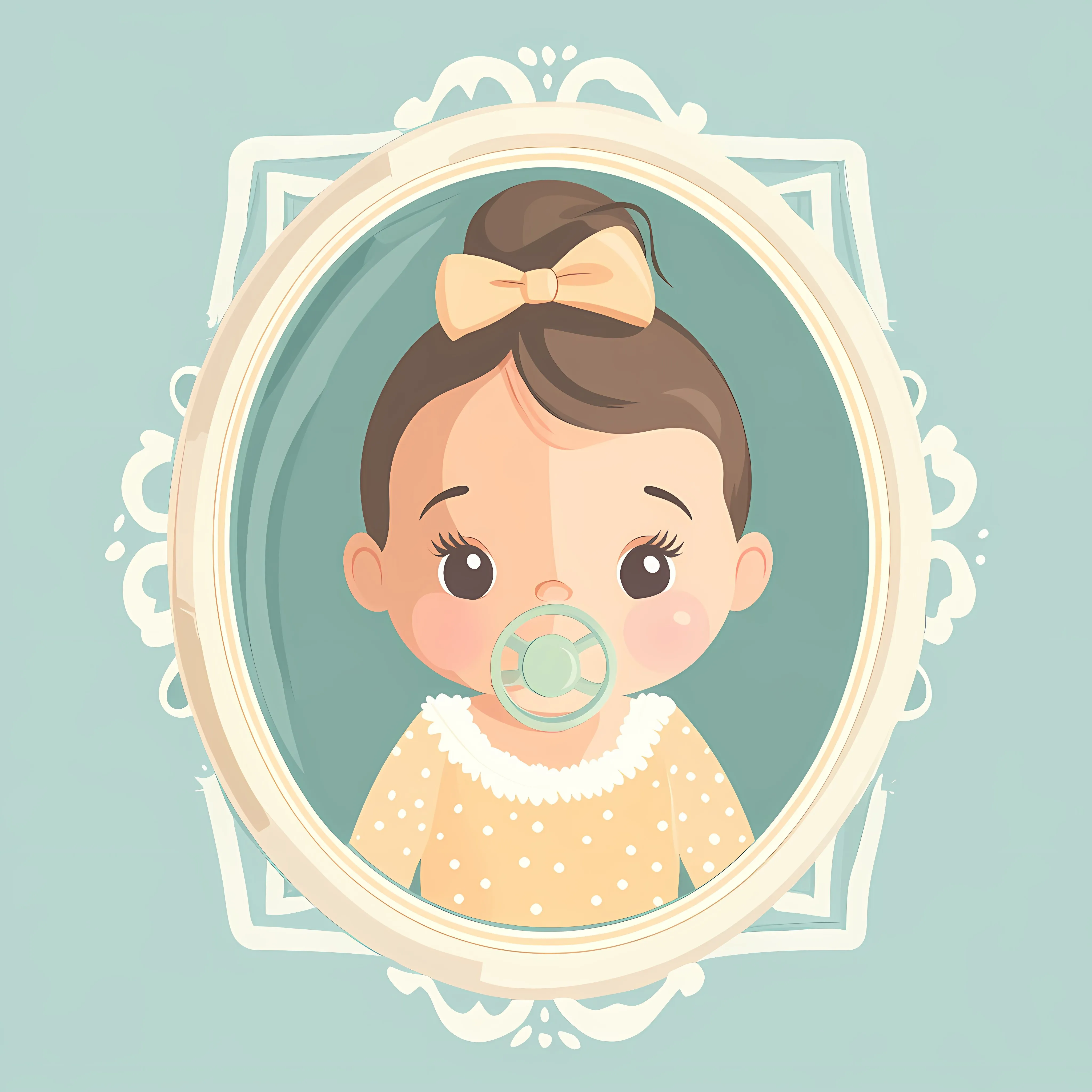 Baby Girl with Pacifier Vector Illustration – free stylized baby image from Dotvec
