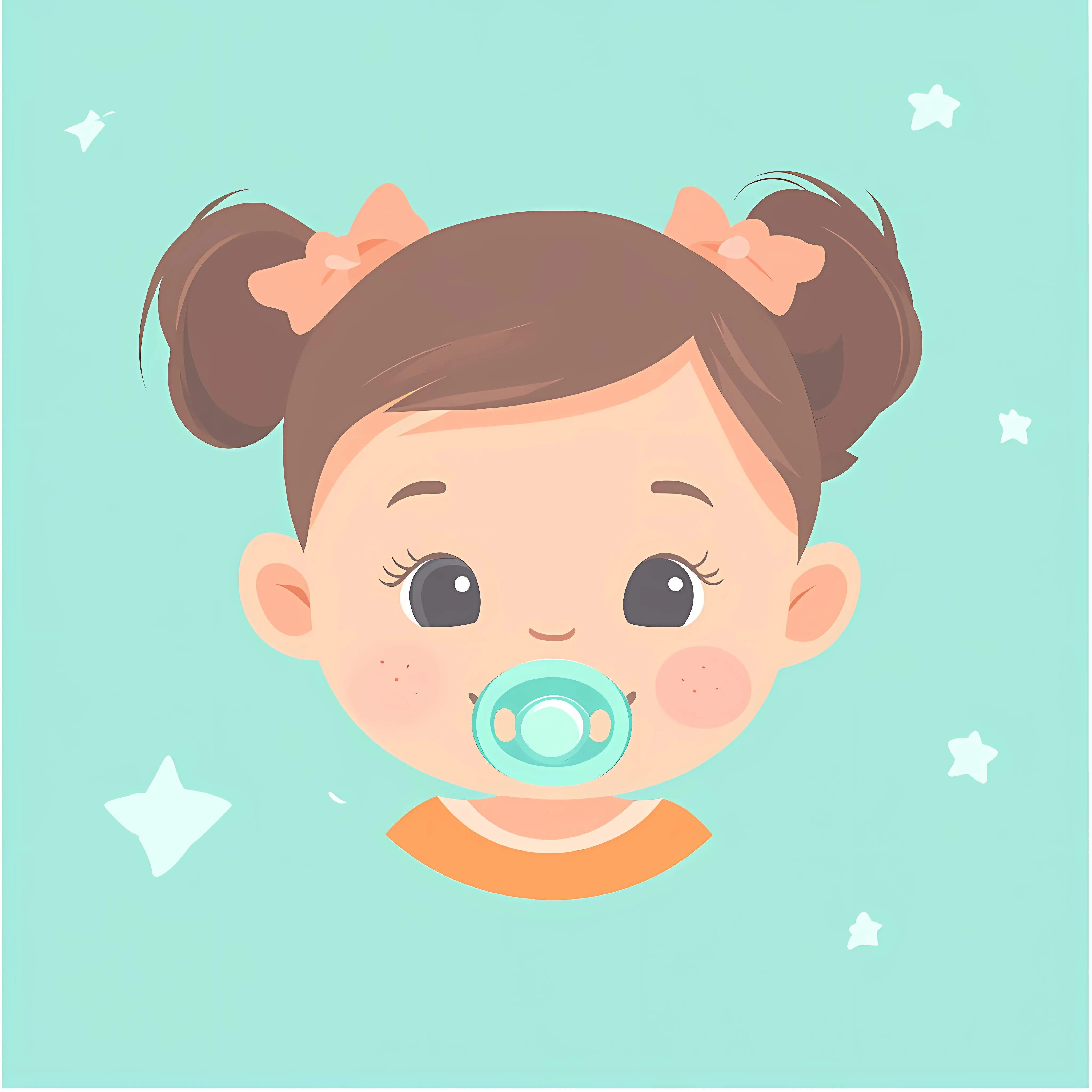 Cute Baby Girl with Pacifier Vector Illustration — free download from Dotvec