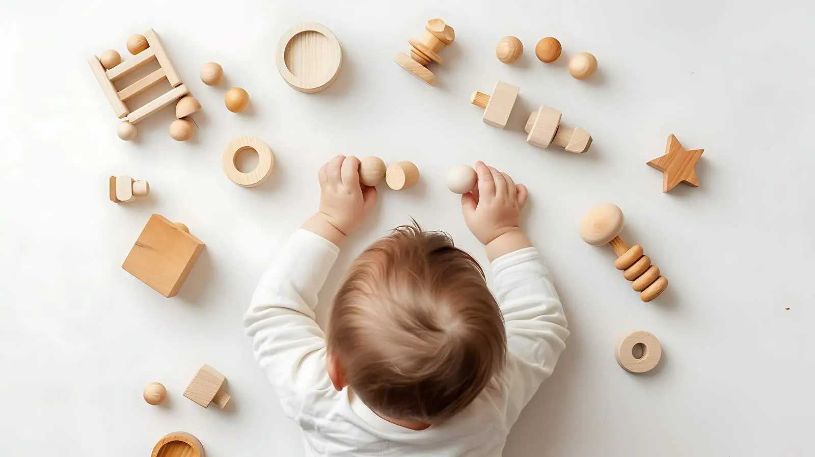 Baby Playing with Wooden Toys from Above – free bond image from Dotvec