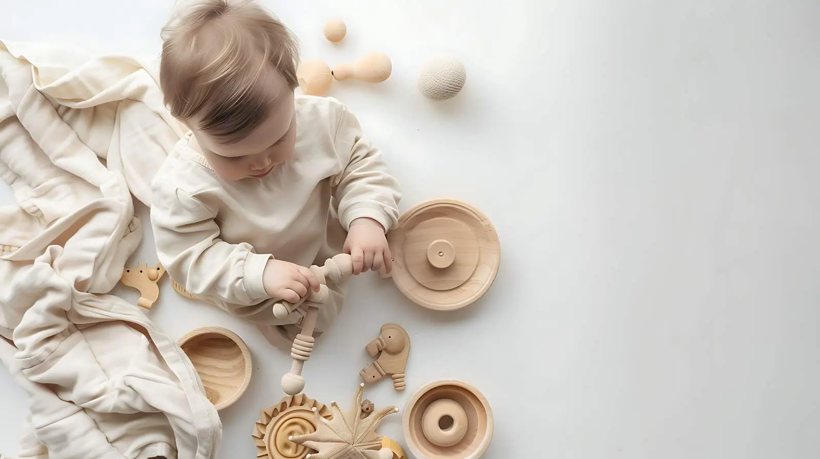 Top View of Baby Playing with Wooden Toys — free download from Dotvec