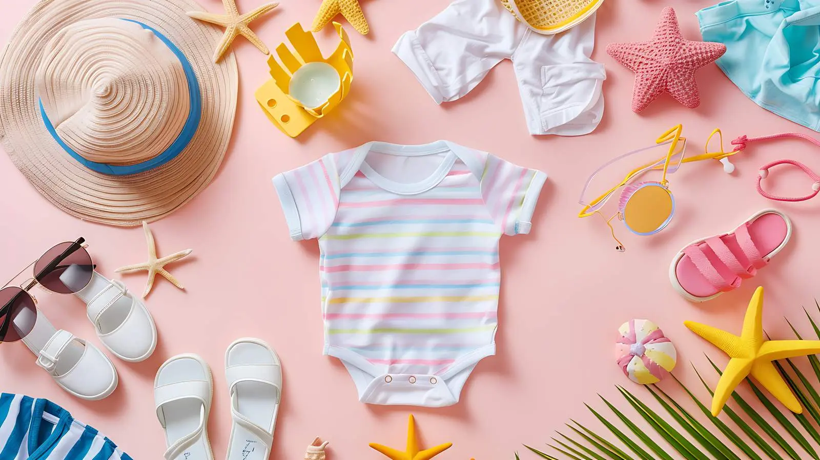 Summer Beach Fashion for Kids in Pastel Pink – free baby clothes image from Dotvec