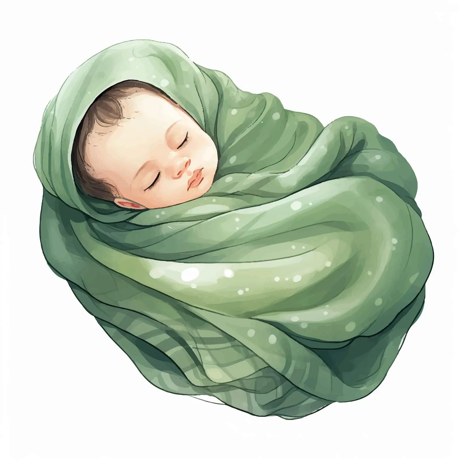 Cute Newborn Baby Sleeping Under Green Blanket — free download from Dotvec
