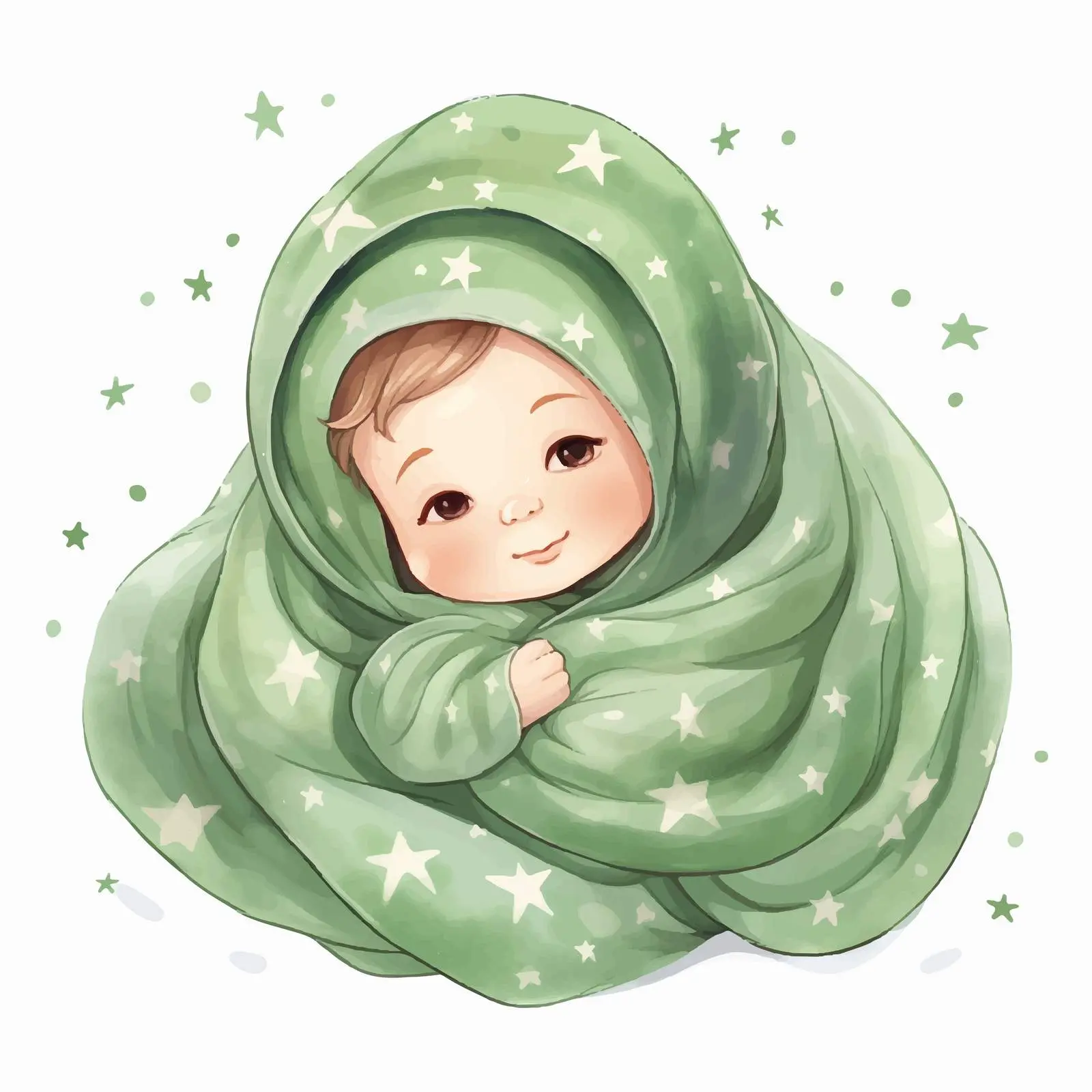 Cute Newborn Sleeping Under Green Blanket — free download from Dotvec