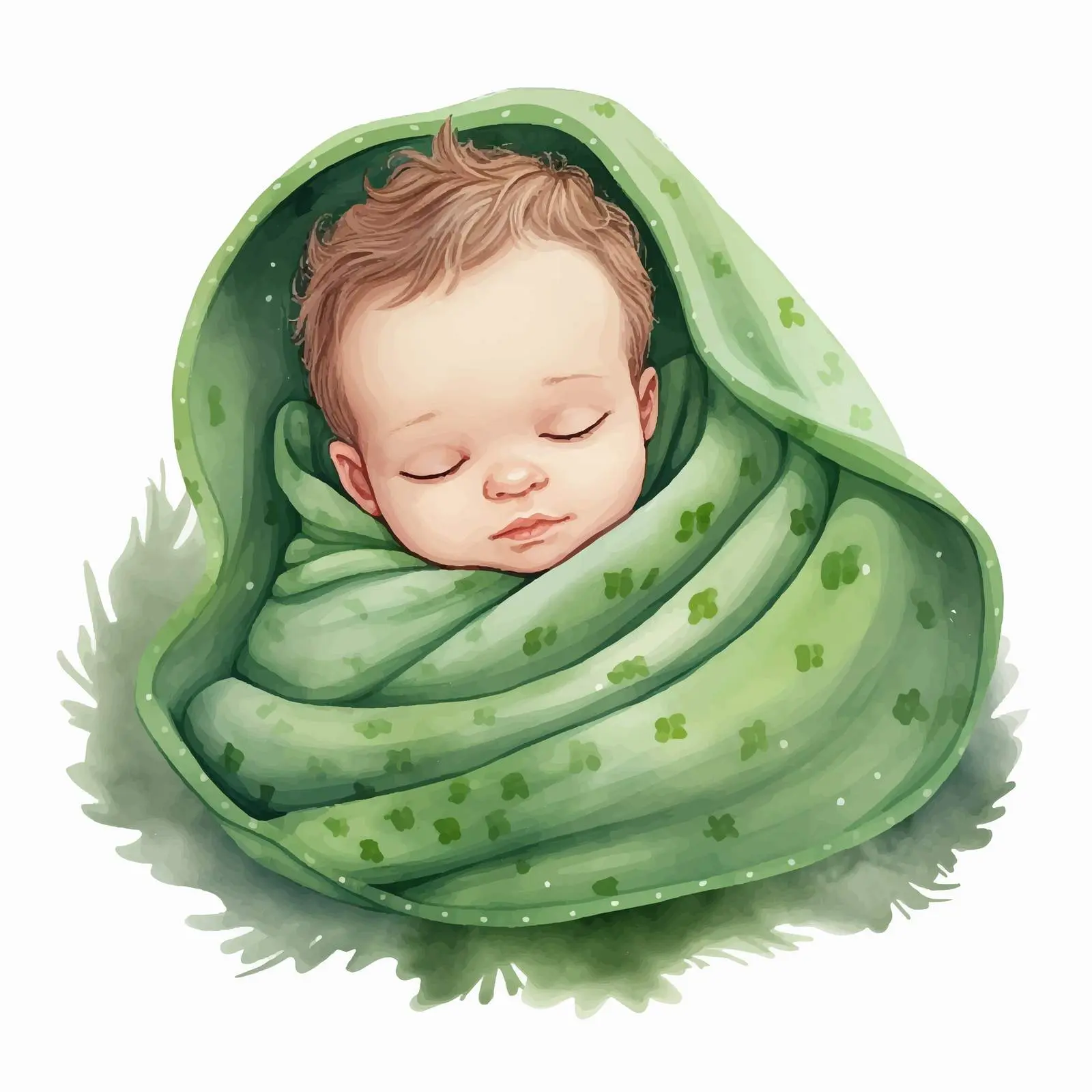 Cute Newborn Baby Sleeping Under Green Blanket — free download from Dotvec