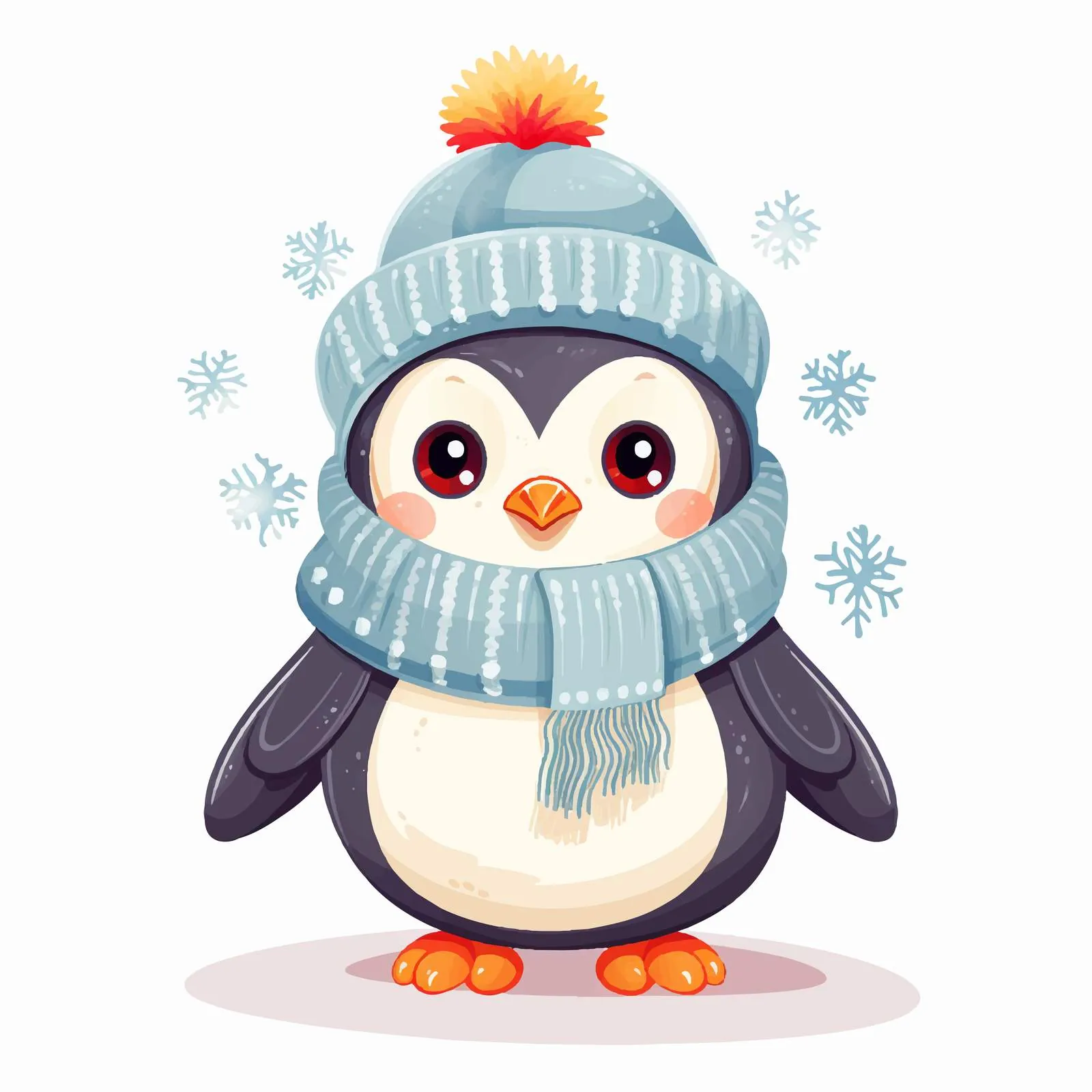 Cute Baby Penguin in Colorful Wool Hat Vector — free download from Dotvec