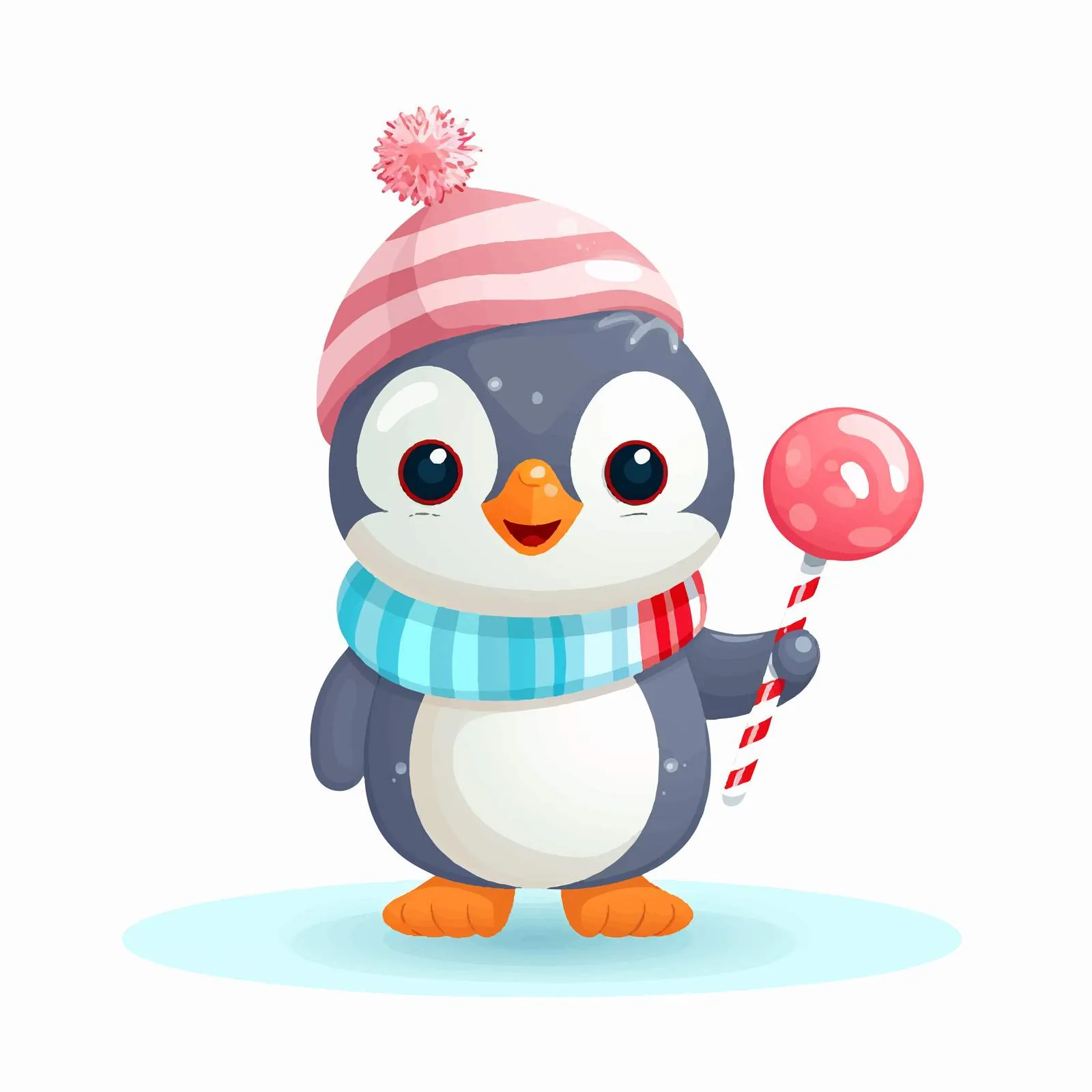 Cheerful Baby Penguin with Lollipop Vector Illustration — free download from Dotvec