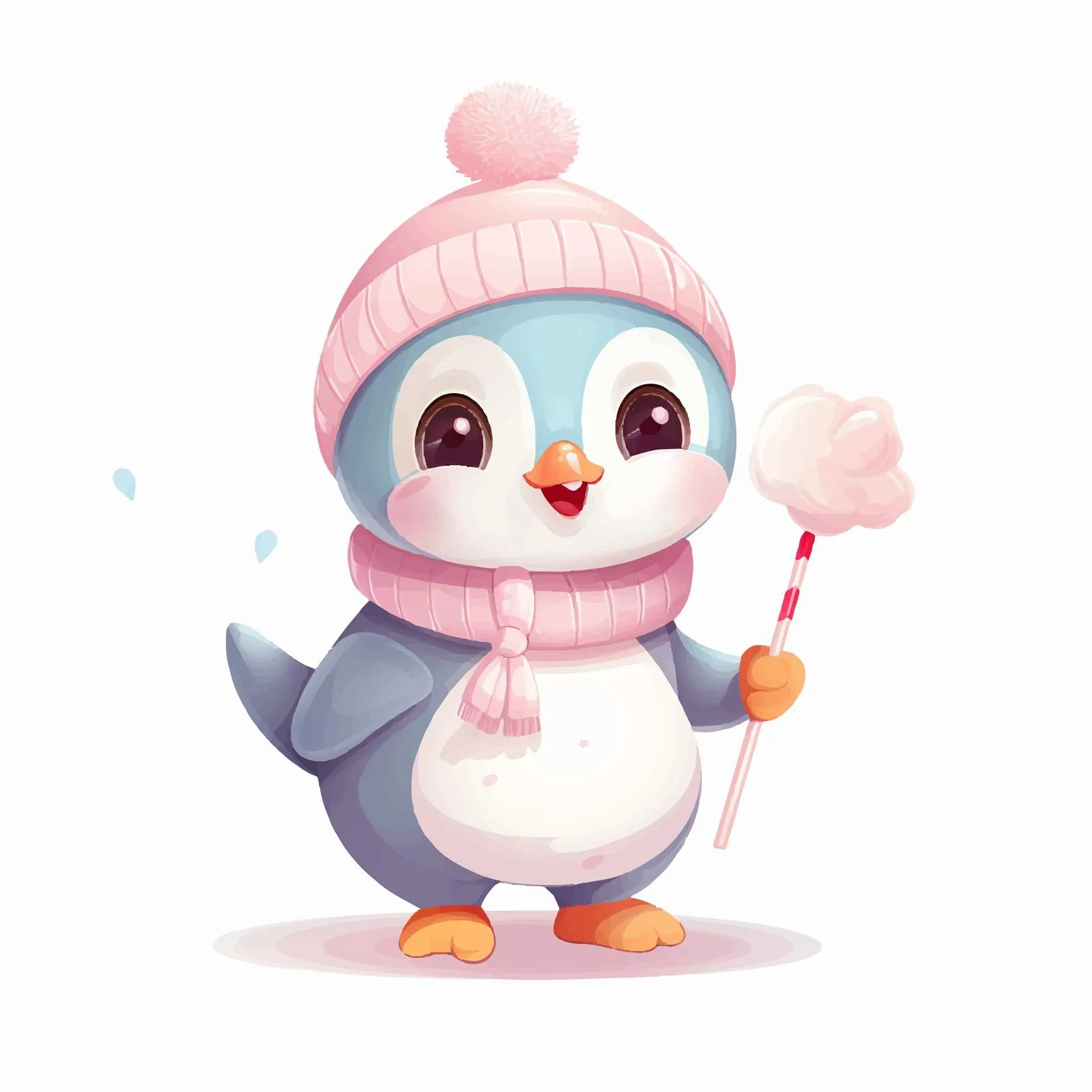Cheerful Baby Penguin with Lollipop Vector Illustration — free download from Dotvec