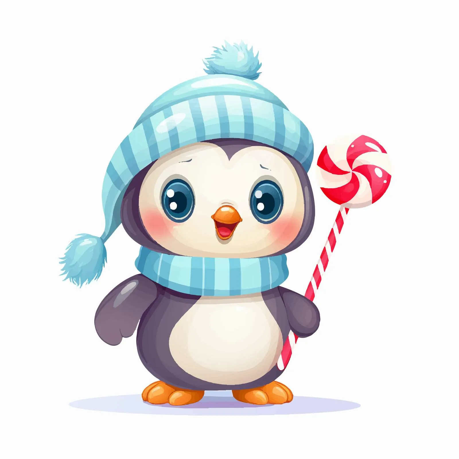 Cheerful Baby Penguin with Lollipop Vector Illustration — free download from Dotvec