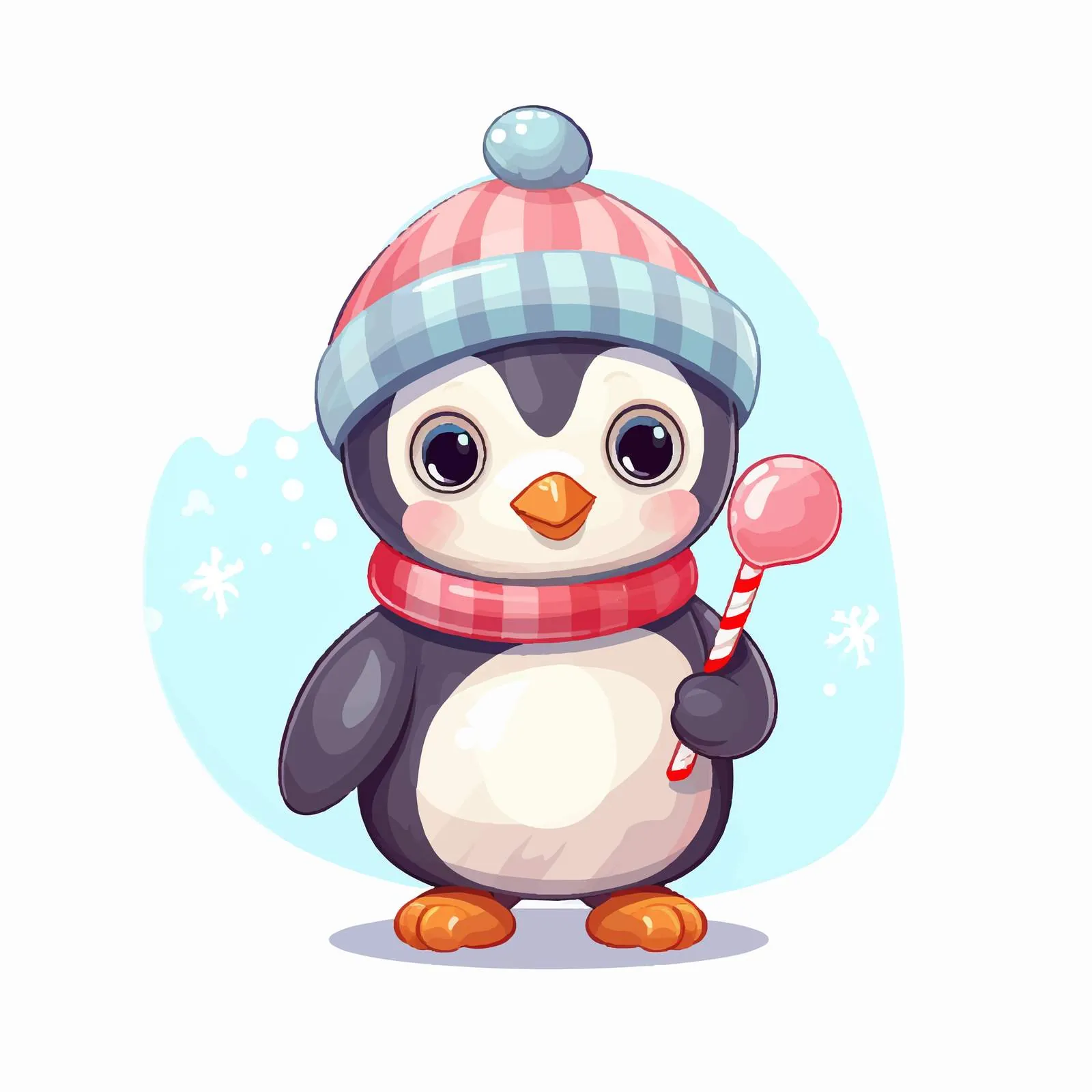 Cheerful Baby Penguin with Lollipop Vector Illustration — free download from Dotvec