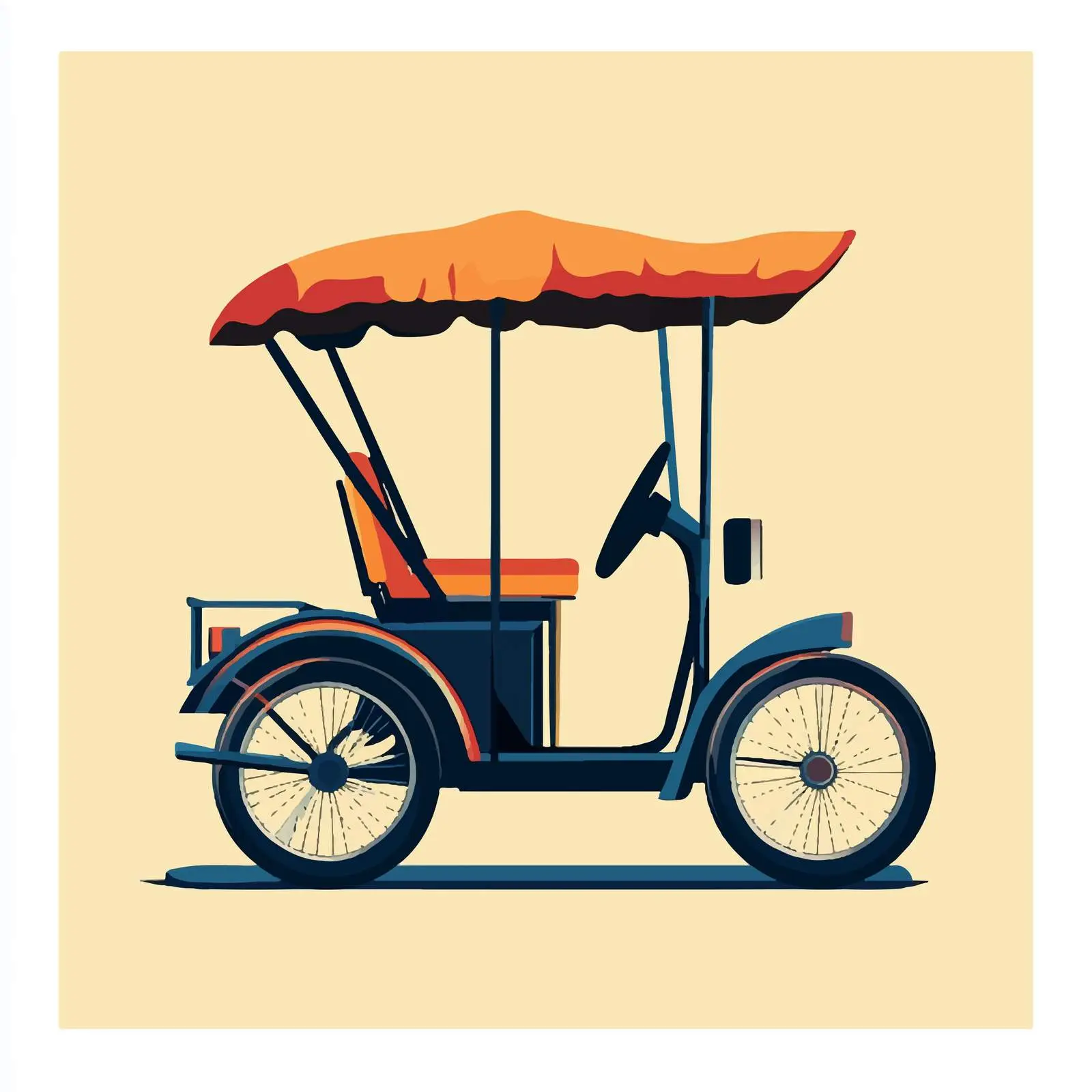 Flat Vector Baby Rickshaw Illustration — free download from Dotvec