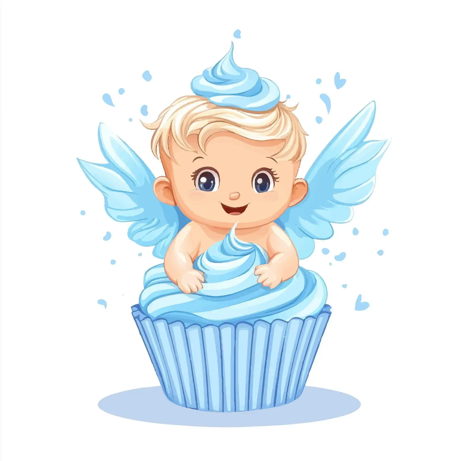 Blue Cupcake Baby Shower Decoration — free download from Dotvec
