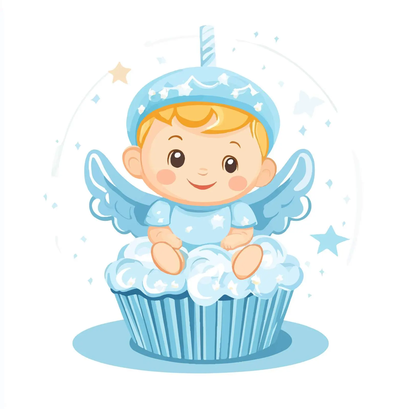 Baby Shower Blue Cupcake Design — free download from Dotvec
