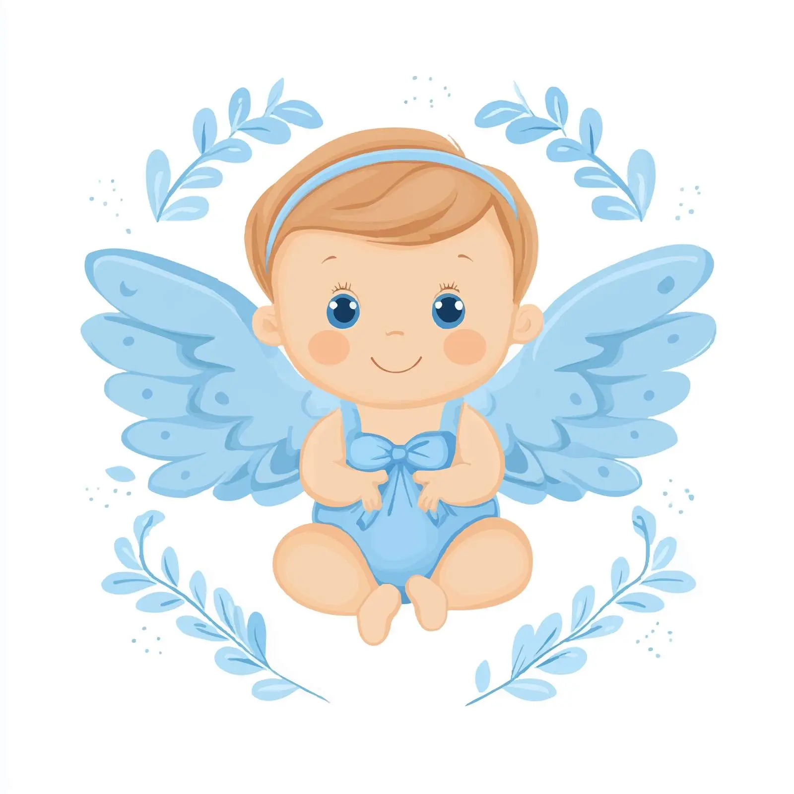 Blue Baby Shower Invitation with Angel — free download from Dotvec