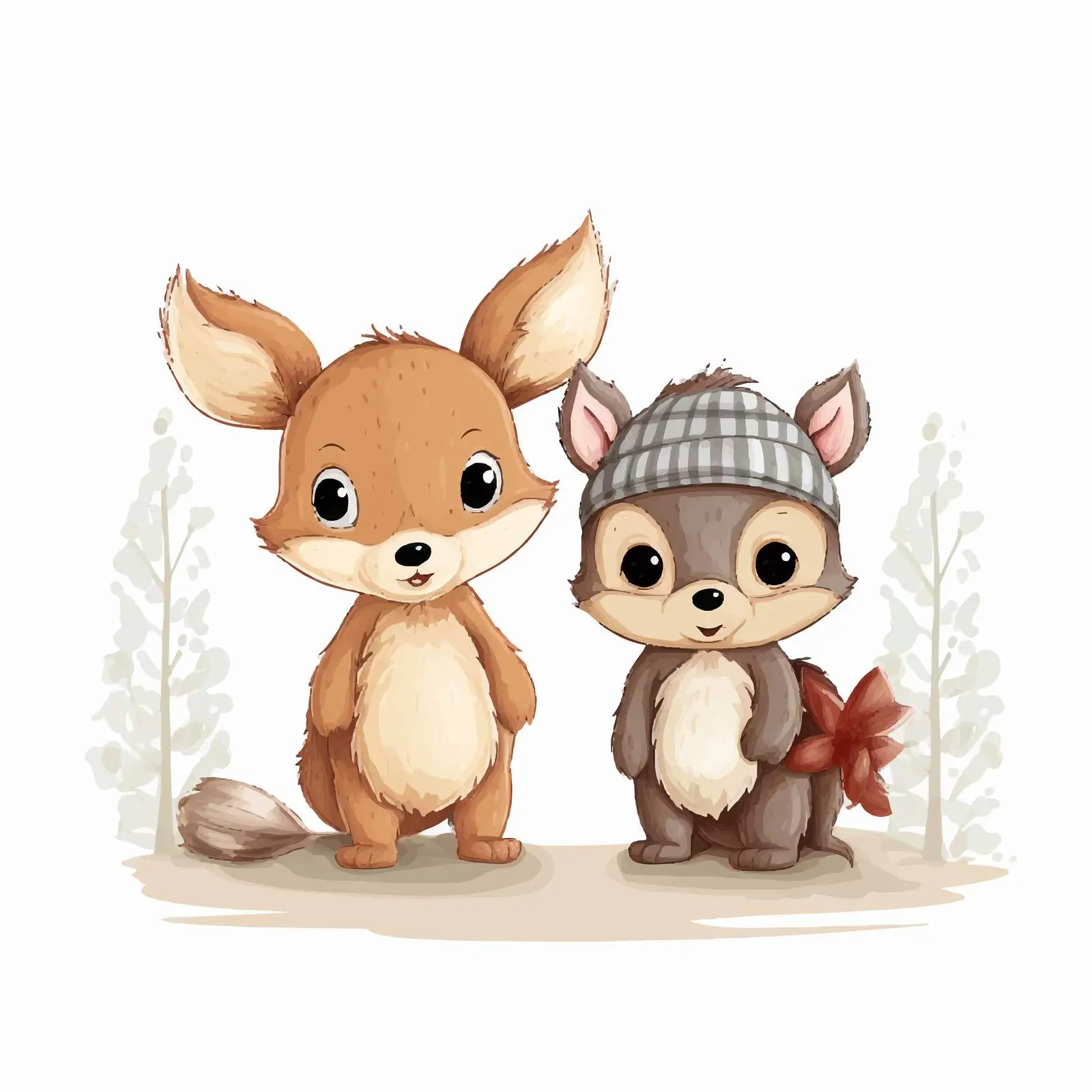 Cute Reindeer and Chipmunk Baby Shower Card Vector — free download from Dotvec