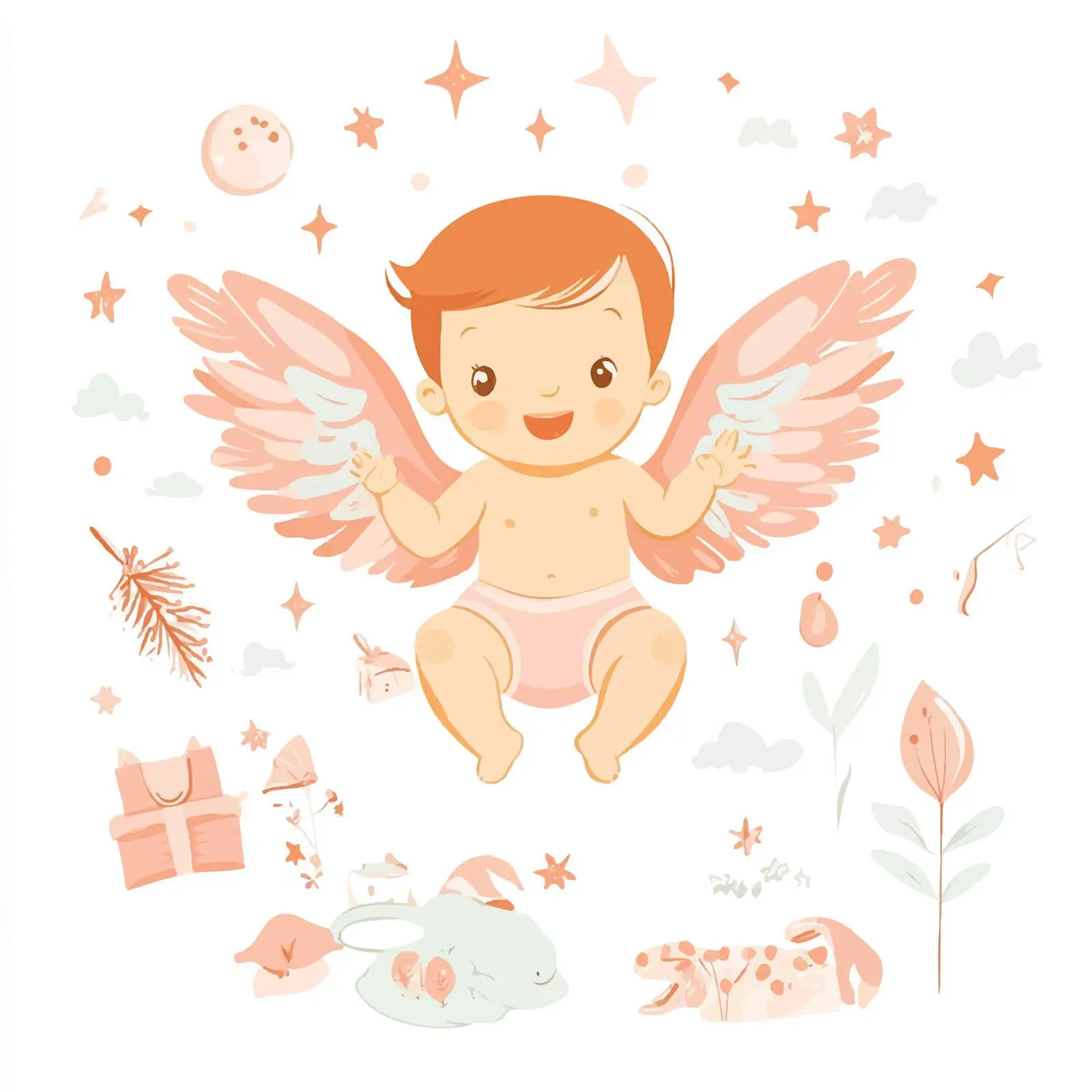 Pink Diaper Angel Baby Shower Design — free download from Dotvec