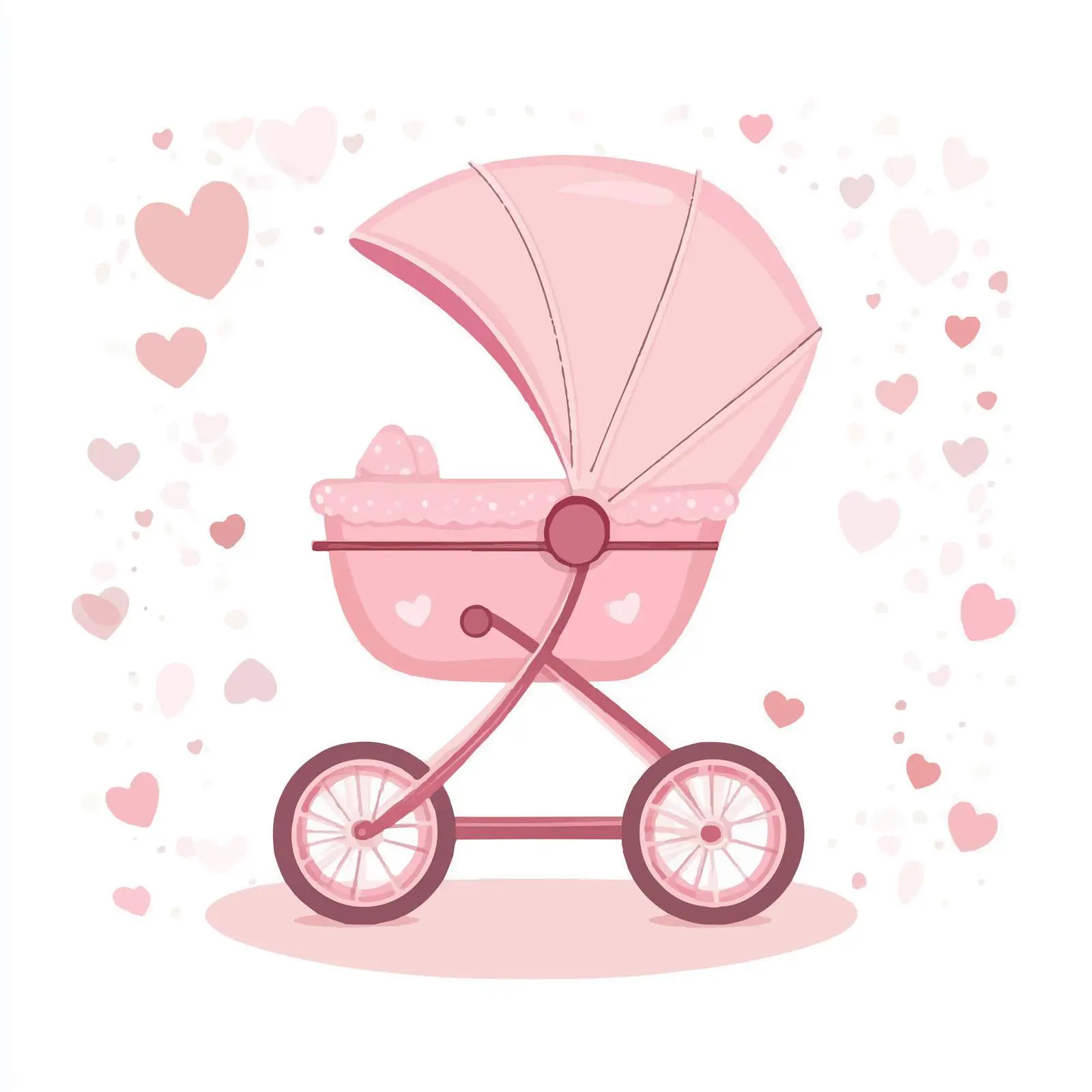 Cute Pink Stroller for Baby Shower — free download from Dotvec