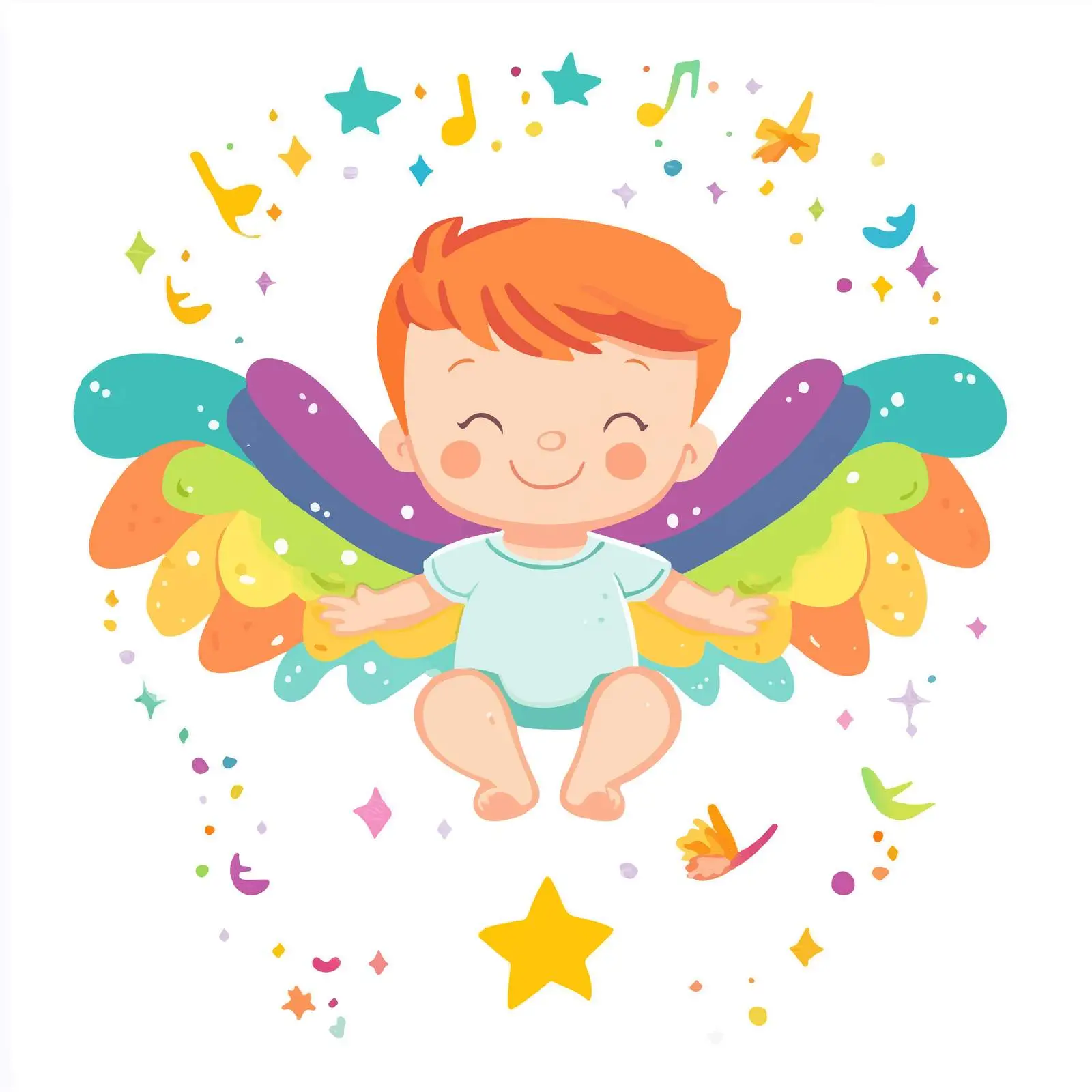 Rainbow Baby Shower Angel Illustration — free download from Dotvec