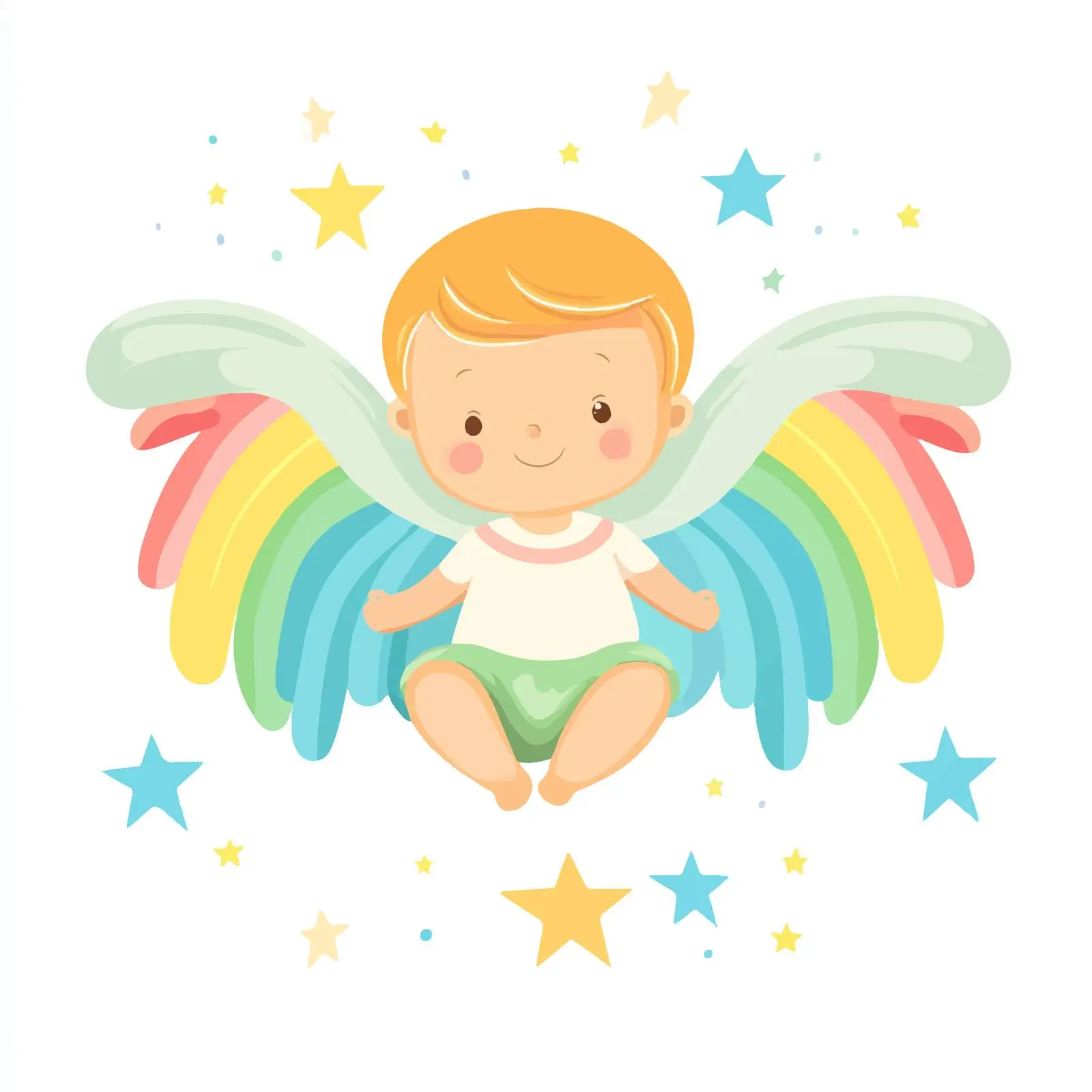 Rainbow Angel Baby Shower Illustration — free download from Dotvec