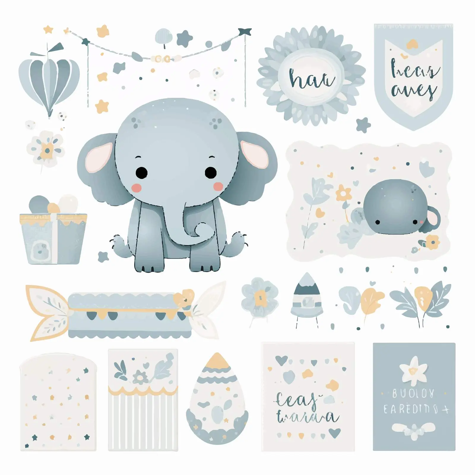 Cute Elephant Baby Shower Invitation and Thank You Templates — free download from Dotvec