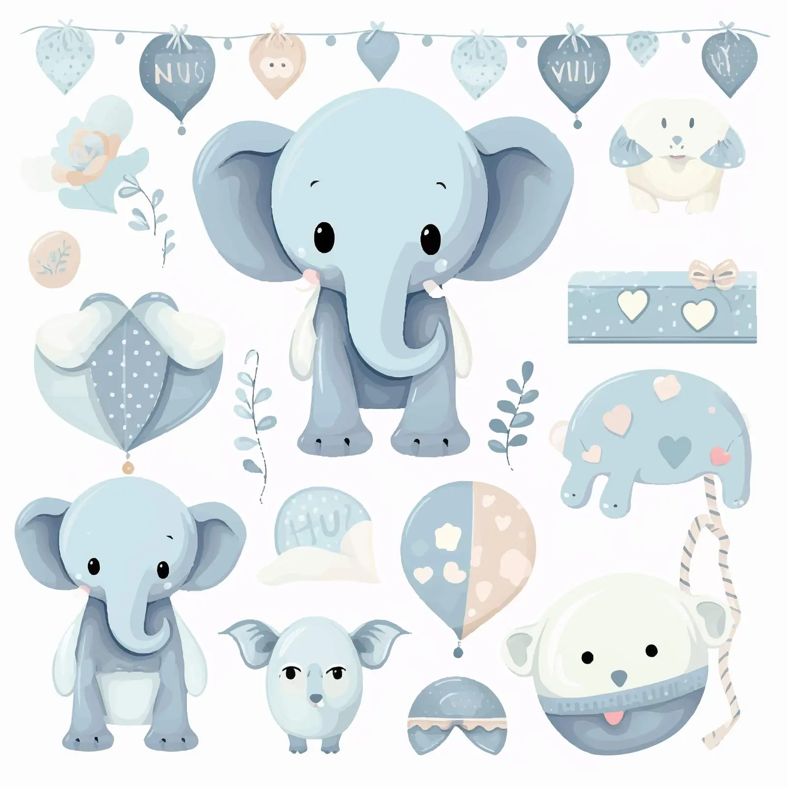 Cute Elephant Baby Shower Invitation and Thank You Set — free download from Dotvec