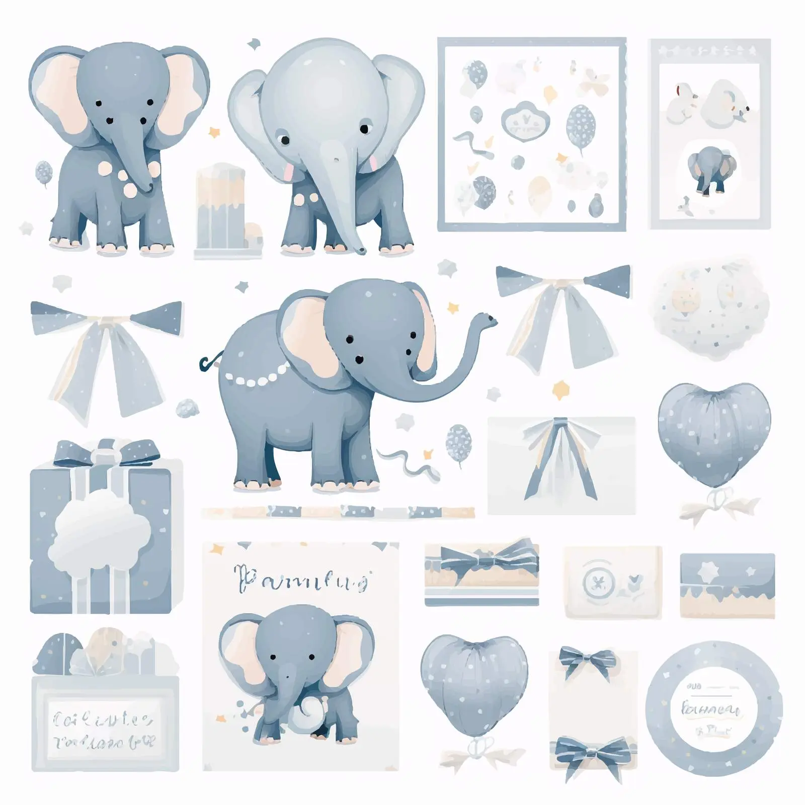 Cute Elephant Baby Shower Invitation and Thank You – free celebration invitation image from Dotvec